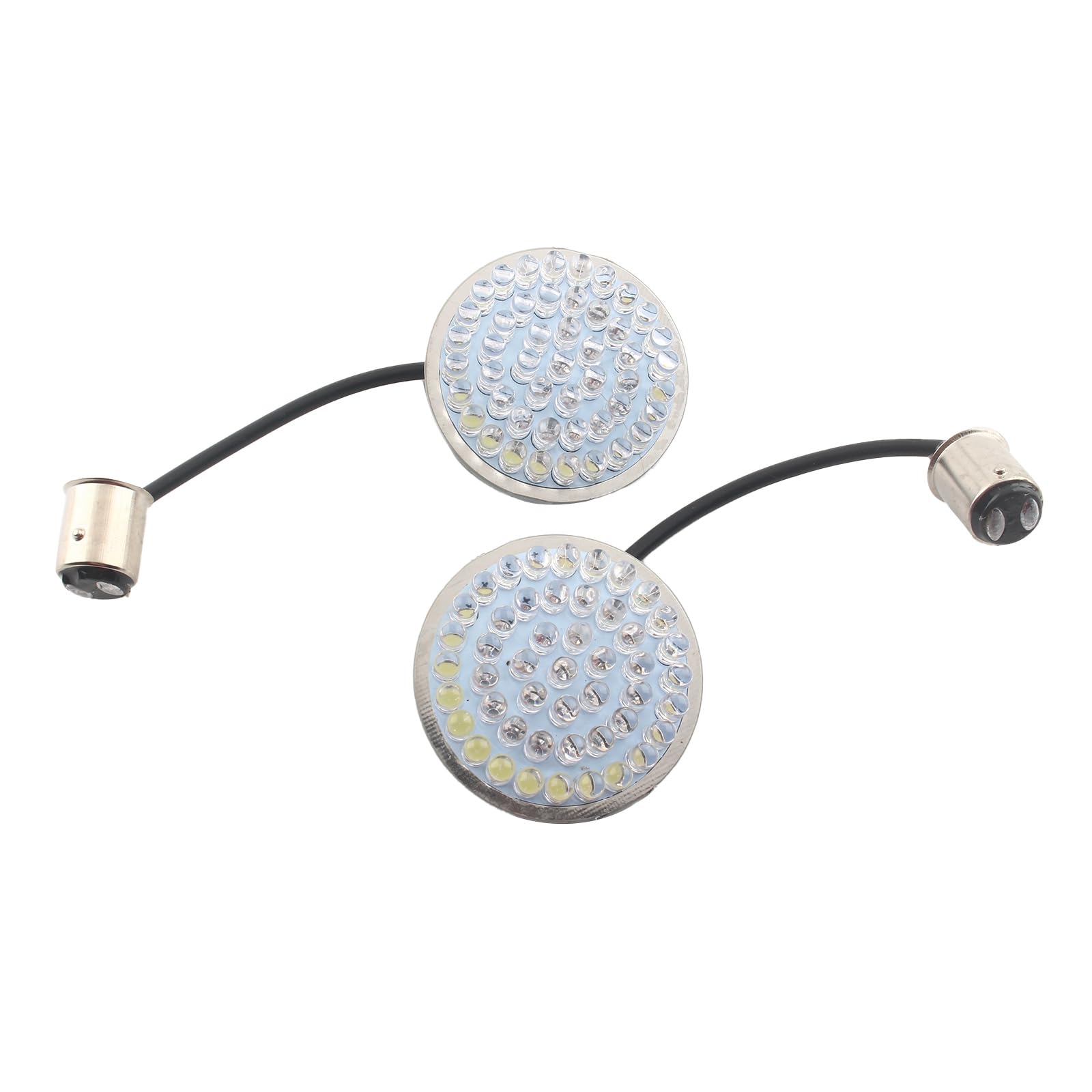2 Zoll LED-Blinker 1157 Bullet, bernsteinfarbene Blinker, weiße Laufbirnen, kompatibel mit Harley Touring Dyna Softail Sportster Tri Glide