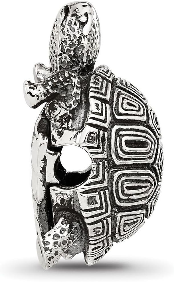 JewelryWeb 12.25mm 925 Sterling Silver Reflections Oxidized Tortoise Hinged Bead Charm Pendant Necklace for Women - Image 3
