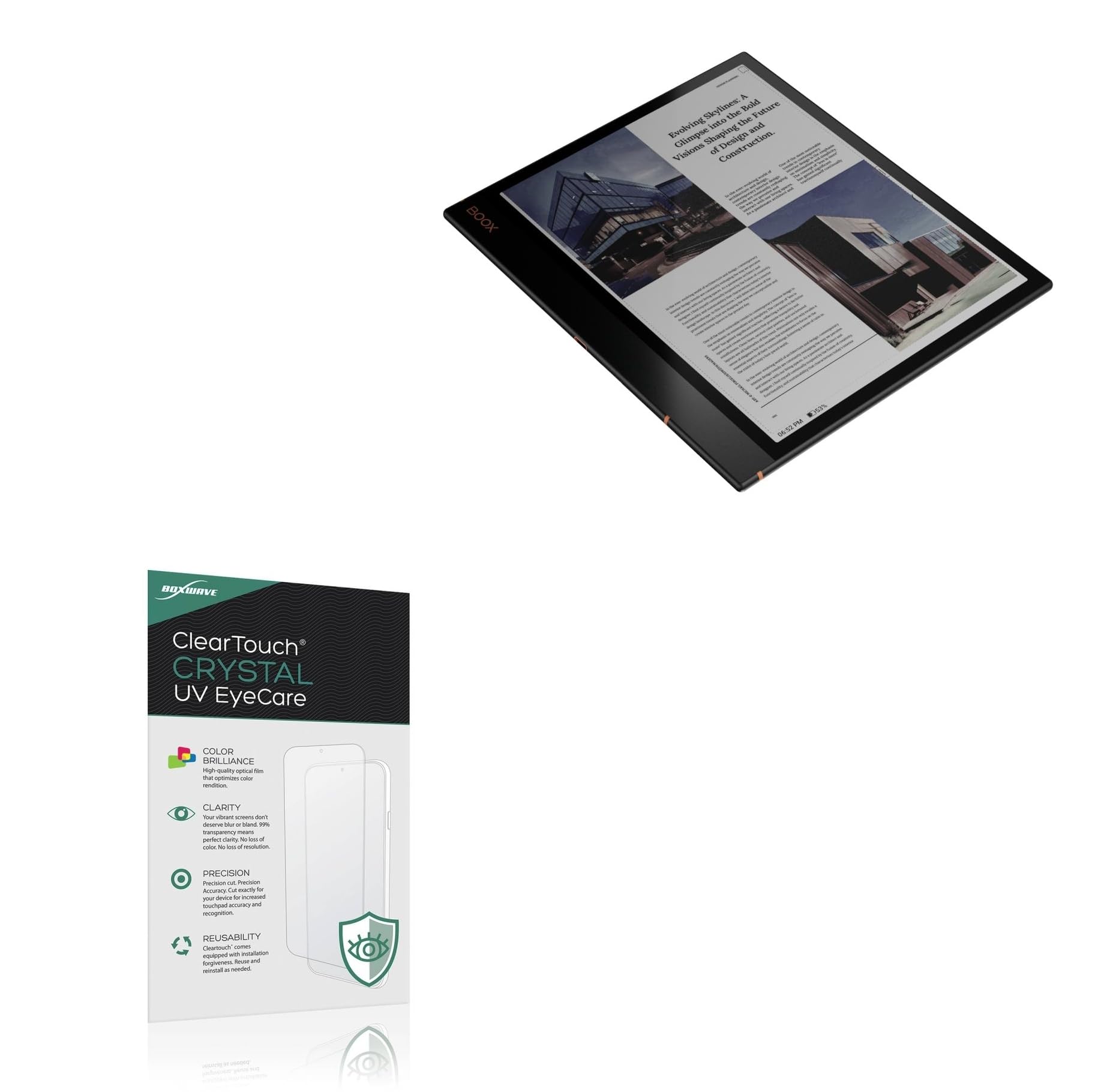 BoxWave Screen Protector Compatible With ONYX BOOX Note Air3 C - ClearTouch Crystal Anti-UV EyeCare (2-Pack), Filters out Harmful Blue Light Reduce Fatigue