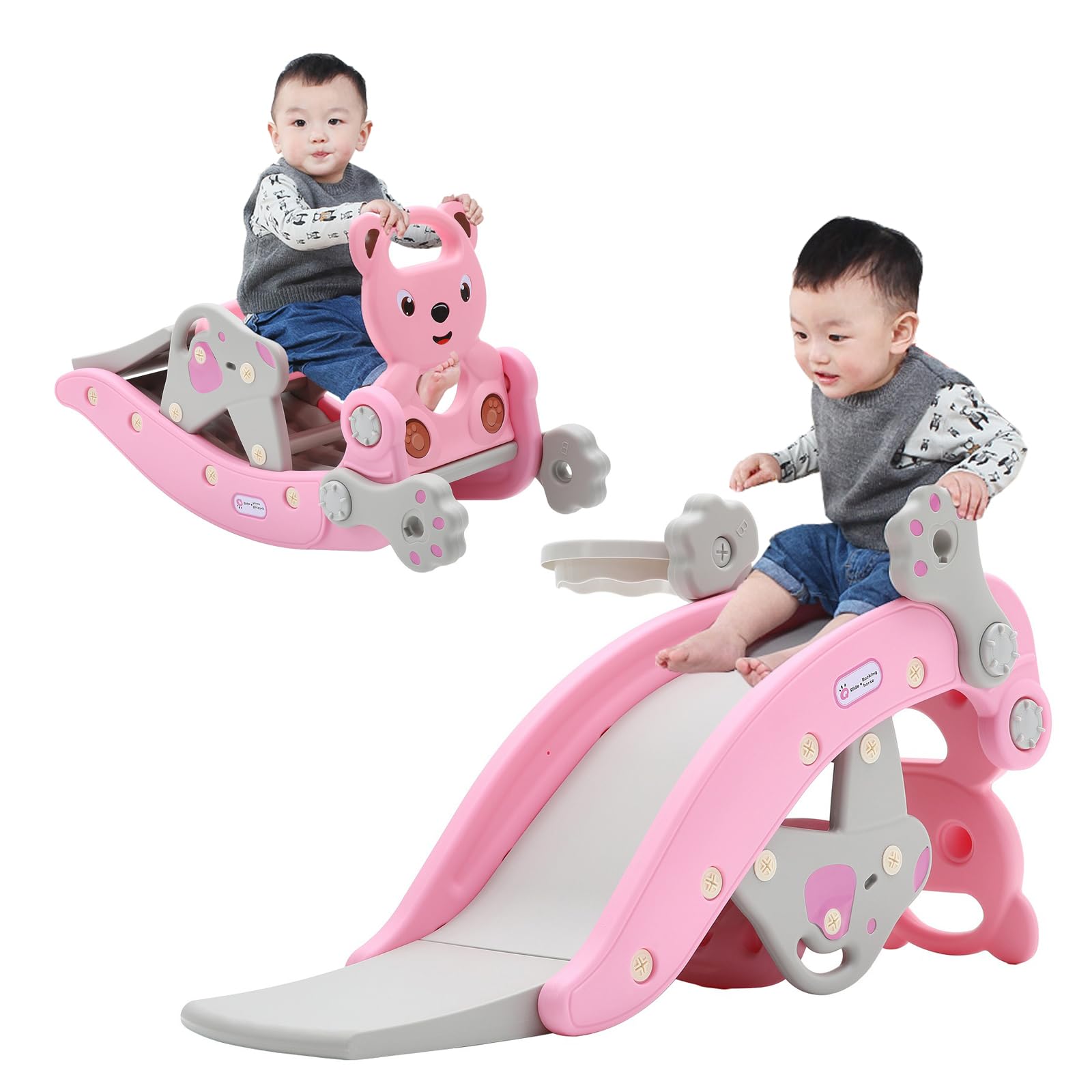 FUKEA Toddler Slide and Rocking Horse Toy, Slide for Kids with ...