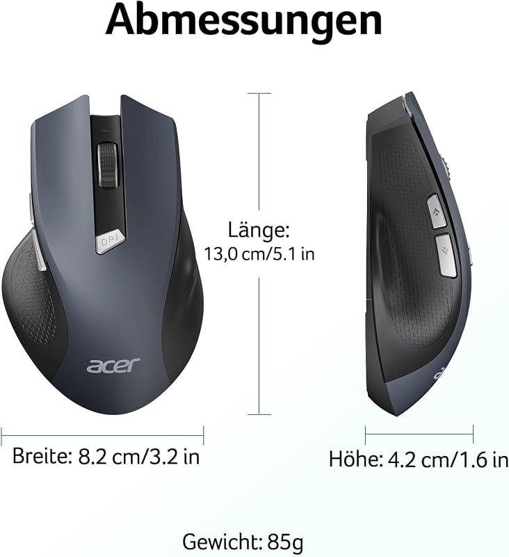 Acer Wireless Egér 2.4 GHz 1600 DPI 6 Gombos Jobb Kezes Laptop PC MacBook