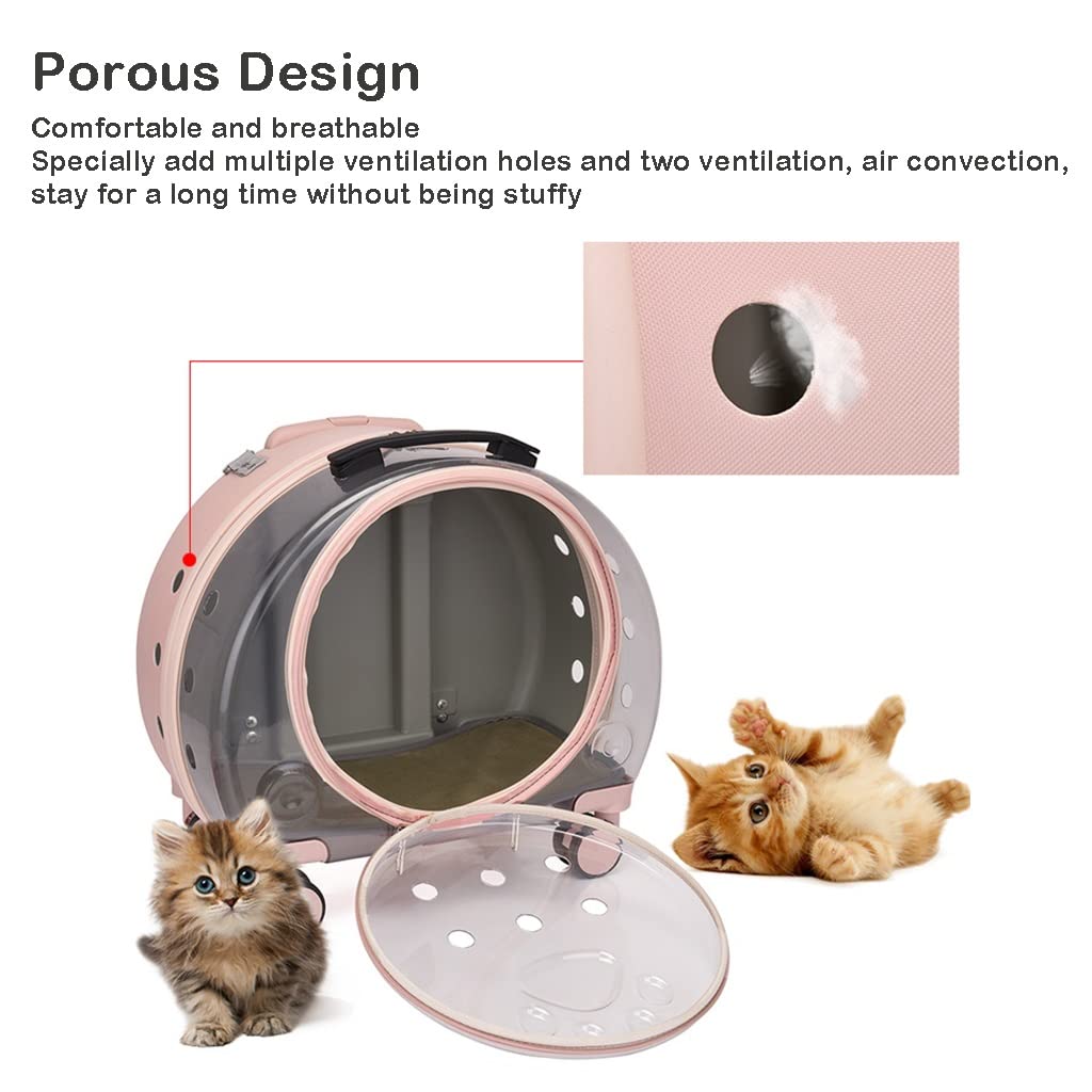 Pet Cat Backpack Carrier Wózek dla psa dla małych psów, oddychający plecak podróżny dla zwierząt z kółkami, wielofunkcyjny pojemnik do transportu psów i kotów Wózek dla zwierząt z dużą przestrzenią