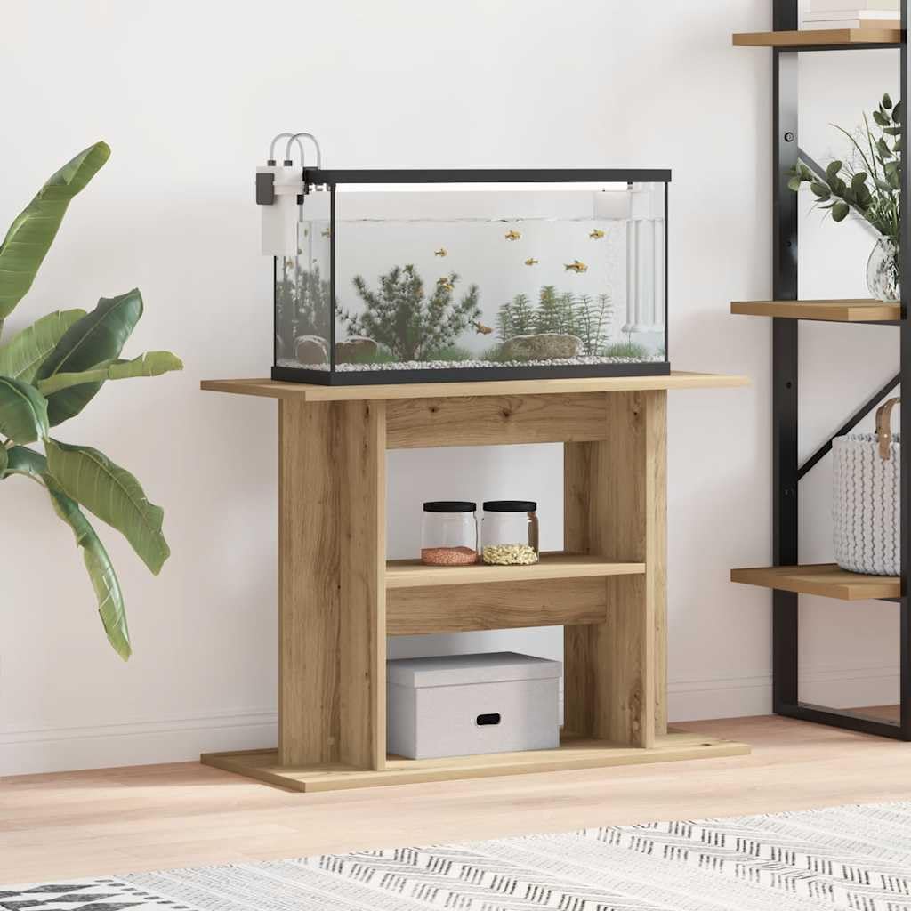 Aquarienschrank in Artisan-Eiche 80x35x60 cm Aquarienunterschrank mit Ablagefächern für Aquarien und Terrarien
