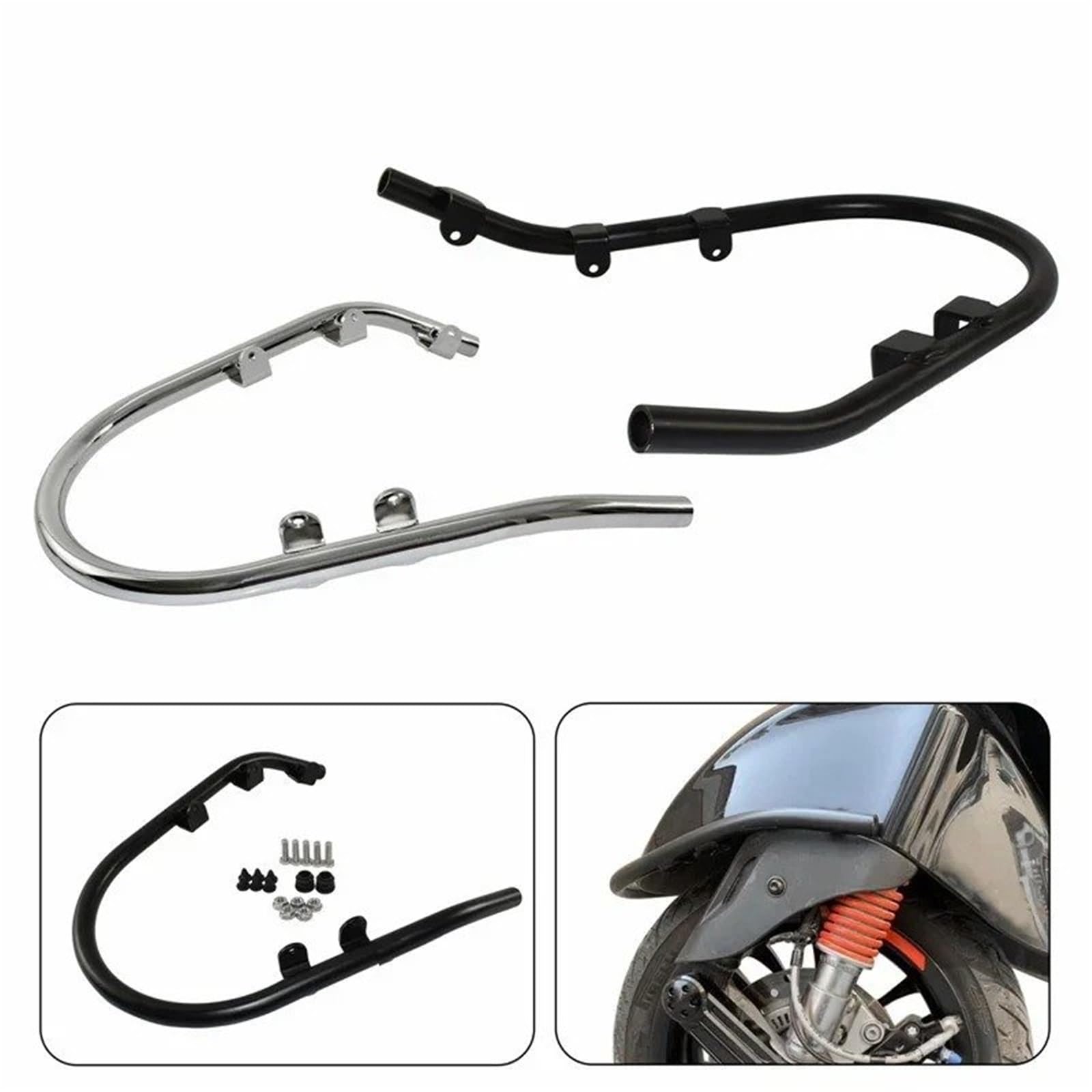 Motorrad Sturzbügel Für Vespa Für Primavera 125 150 S150 2014-2023 Kotflügel Vorne Stoßstange Schutz Crash Bar Kotflügel Rahmen Schutz Motorrad Crash Bar(Chrome)