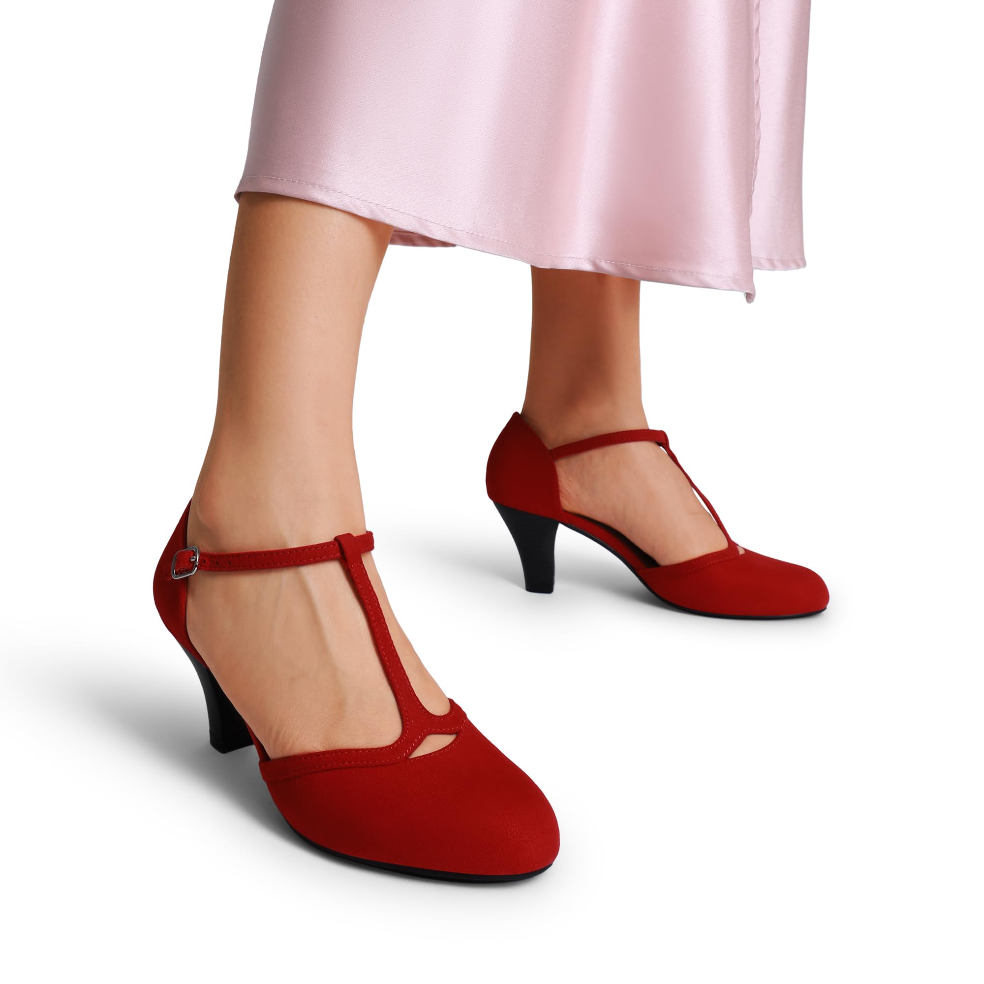 DREAM PAIRS Escarpins Femme Petit Talon à Lanière T, Chaussures Rétro Élégantes et Confortables pour Soirée, Mariage et Occasions Formelles