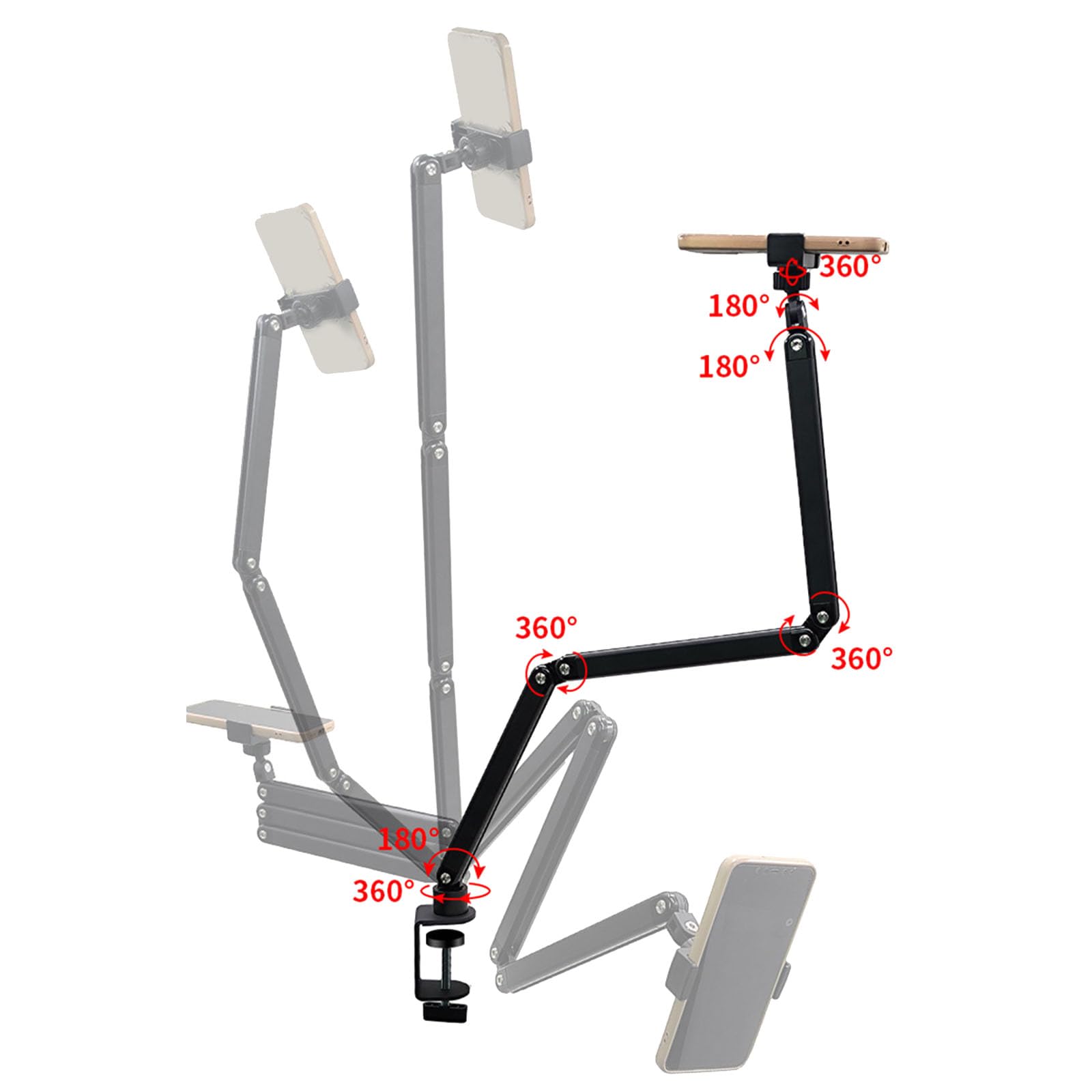 Tragbarer, verstellbarer Tablet-Ständer mit 360-Grad-Rotation und faltbarem Design für 12,7 - 38,1 cm (5 - 15 Zoll) Geräte