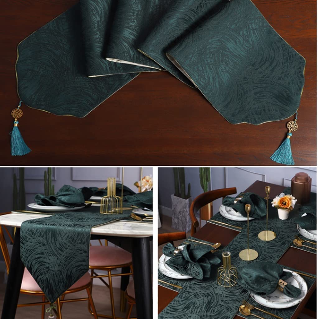 Centro Mesa Patrón Geométrico Corredores De Mesa Decoración Escritorio Adecuado para Manualidades Navidad Fiesta Acción Gracias Decoración Camino(Grün,30X228CM)