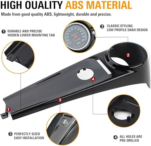 Miniatura 7 de FSFY - Consola de combustible Smooth Dash, cubierta para tanque de gas, consola de tablero lisa para Harley Softail 2000-2017, color negro