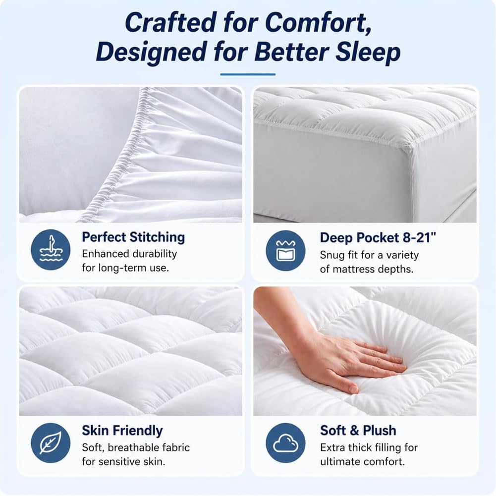 Topper Viscoelástico, Colchon Topper Mattress Topper sobre Colchon Topper O Sobrecolchon 160x200cm