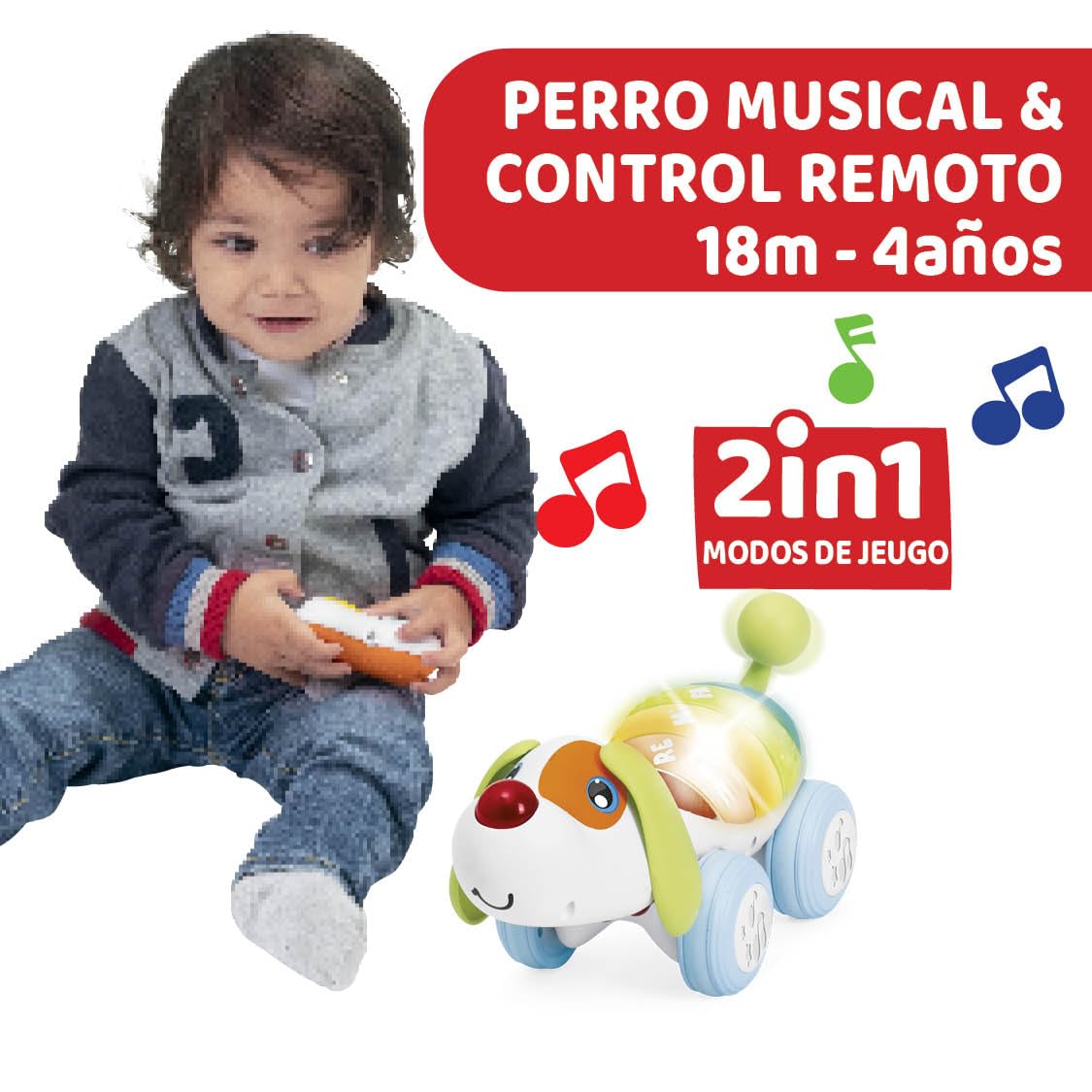 Chicco DogremiRadio Control Parlante, Juguete Teledirigido de Perro, Enseña Música y Sonidos, Mascota Radiocontrol para Niños de 18 Meses hasta 4 años