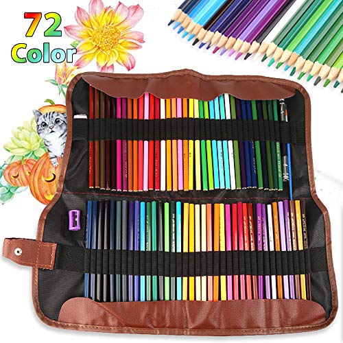 Nakeey - Juego de 72 lápices de colores, acuarela, para adultos, niños, para colorear y dibujar