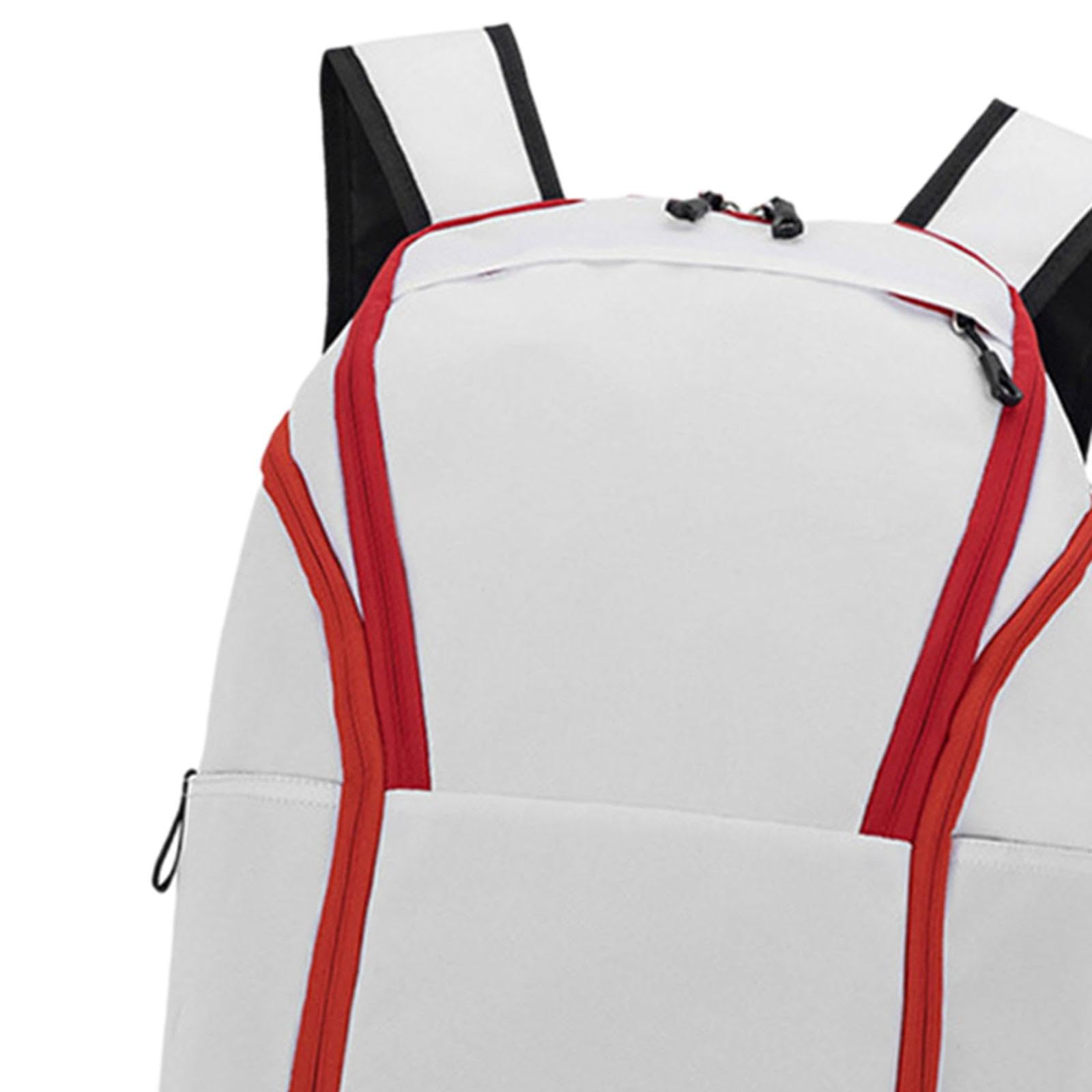 Vaveren Basketball Backpack Equipment Bag Hiking Bag Fitness Bag with Ball Rack Large Gym Bag for Travel, Rugby Ball, White Red