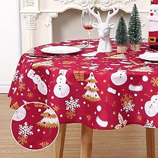 LuxFocus Christmas Table Clothes for Rectangle Tables Indoor Outdoor Table Covers Waterproof Snowman Decorative Table Cloth for Party Dining Banquet Home Green 54 x 70 Inch