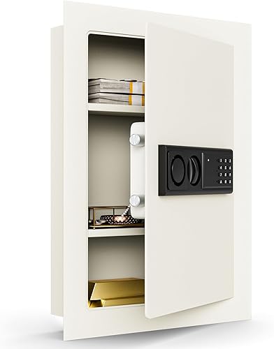 Giantex Caja de seguridad electrónica oculta de pared gabinete de seguridad plano electrónico de 083 CF de pared integrada