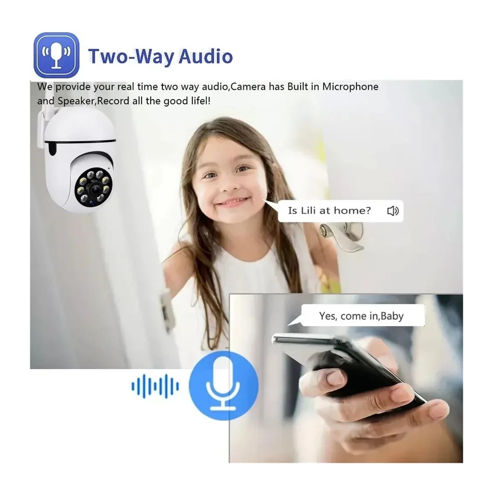 Heimüberwachungskamera, WiFi Kamera Außen Innen Haustier Monitor Nachtsicht Erkennen Überwachungskameras(2Pcs Camera)