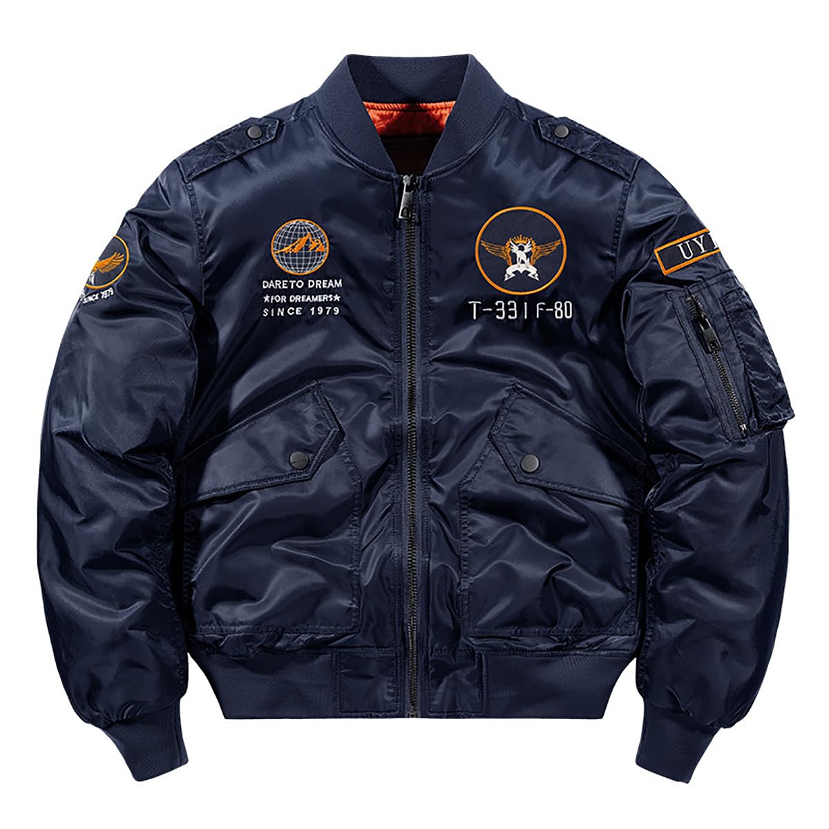BININBOX Chaqueta de Aviador para Hombre Cazadora Bomber con Cuello Alzado Chaqueta de Otoño e Invierno