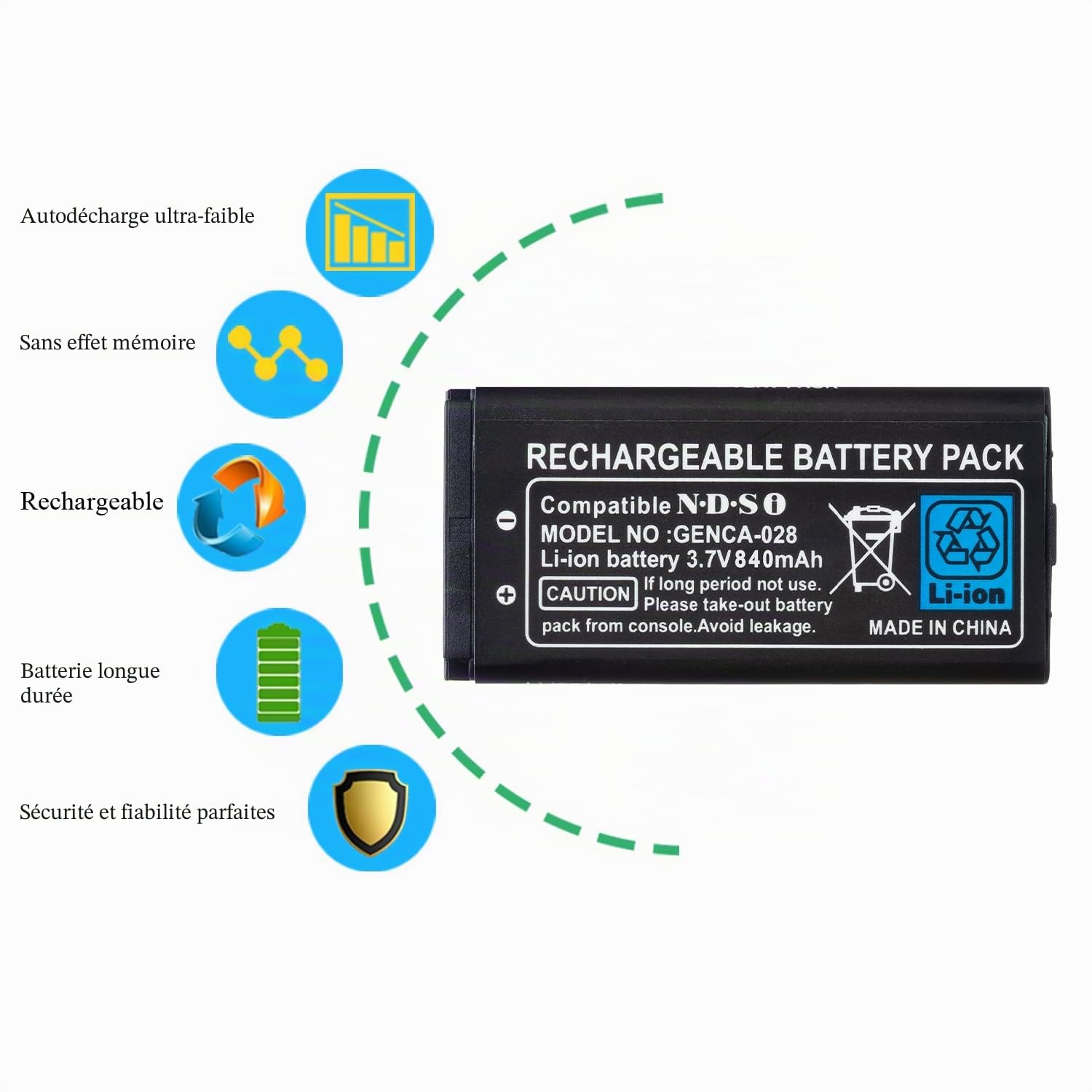 OSTENT Batterie Lithium-ION Rechargeable 840 mAh + kit d'outils pour Nintendo DSi NDSi