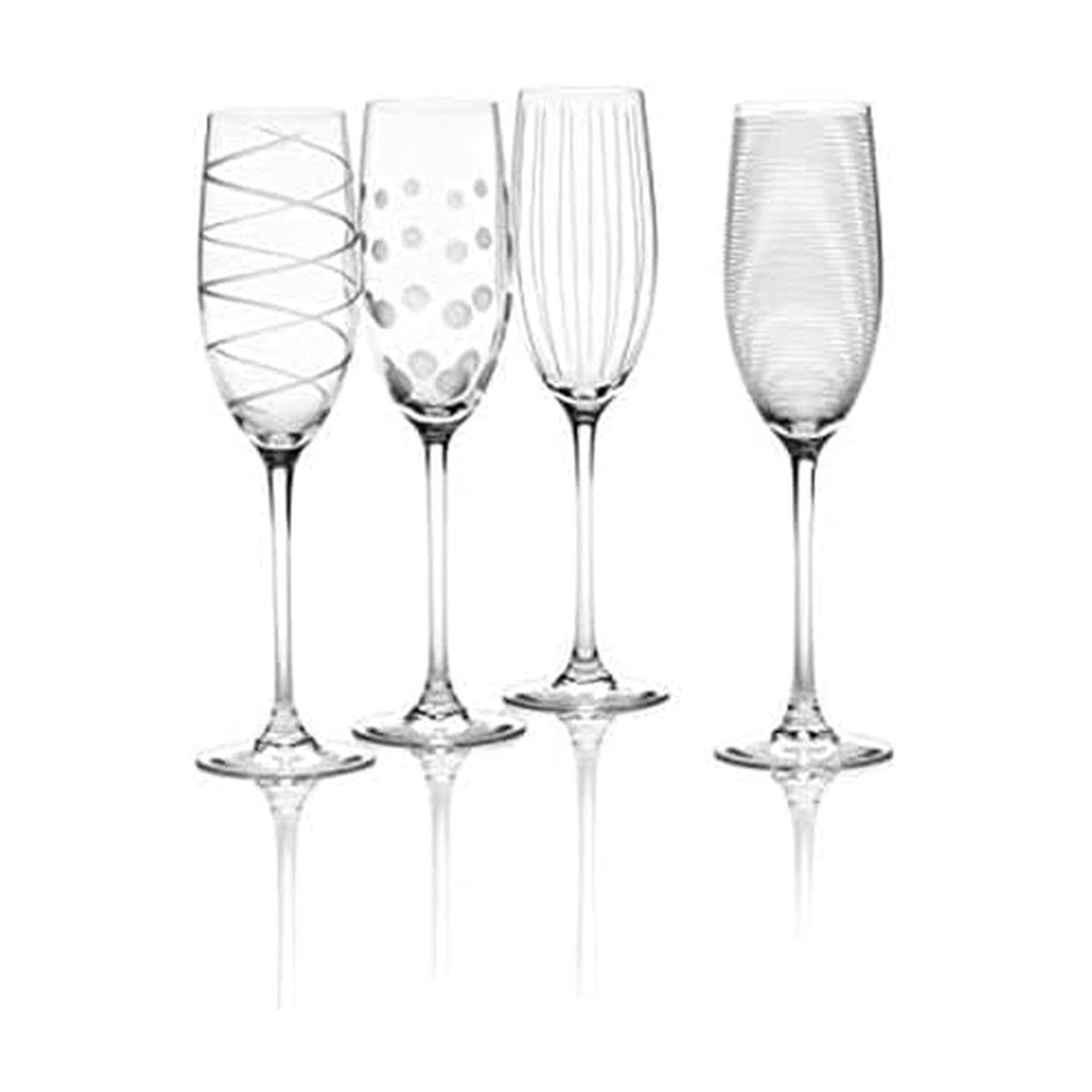 Mikasa Crystal Cheers Champagne Flutes, Set of 4, 8 fluid ounces