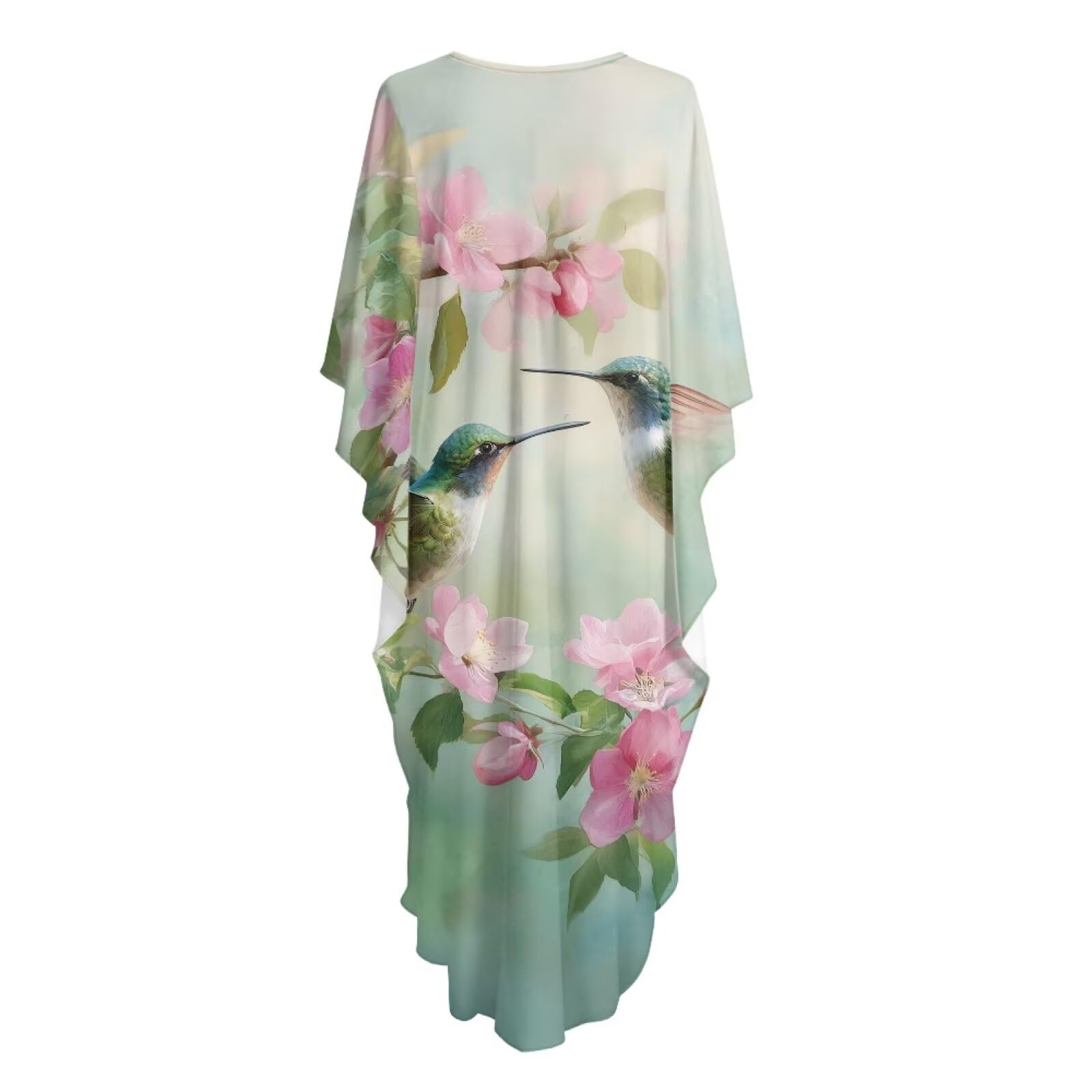 Poceacles Sukienka kaftan plus size dla kobiet sukienka maxi strój kąpielowy okrycie dekolt w serek rękaw nietoperz boczne rozcięcia kaftan