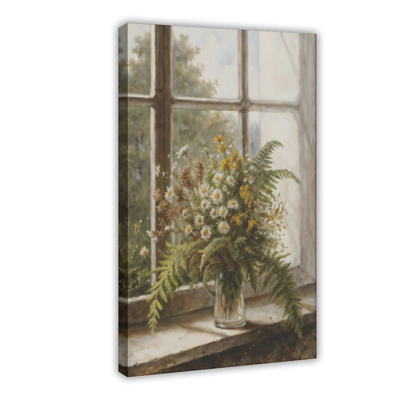 ANFOTCM Vintage dzikie kwiaty ciepły wiejski dom wiejski Cottagecore farba na płótnie sztuka ścienna wydruk plakat do domu szkoły biura dekoracja 20 x 30 cali (50 x 75 cm)