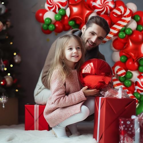 Miniatura 3 de Kit de arco de guirnalda de globos rojos, verdes y blancos, globos de fiesta de Año Nuevo, 133 globos rojos, verdes y blancos con caja de regalo de