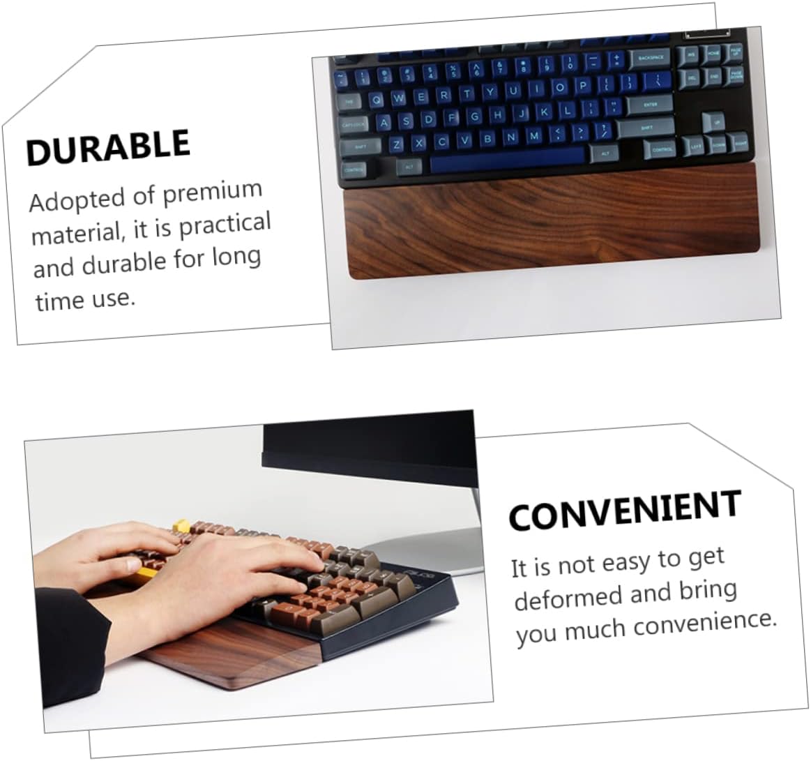 Holibanna Walnut Wood Keyboard Wrist Rest Pad 300mm × 80mm Ergonomic Wrist Support for Gaming and Office Use Non-Slip Computer Hand Rest