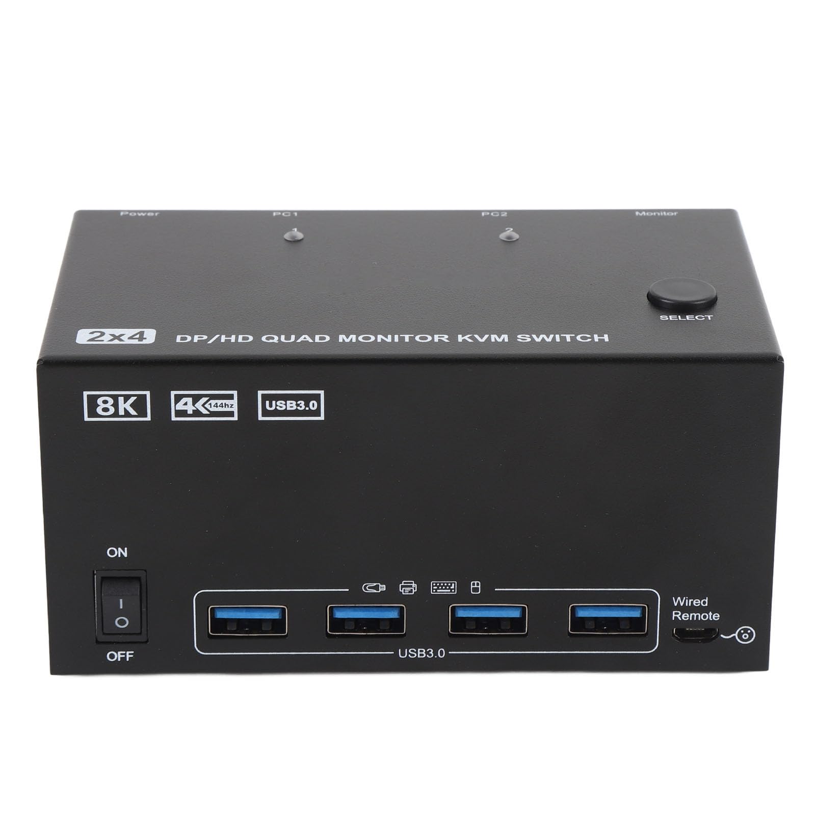 Hamwesh KVM Switch, 4 Monitors 2 Computers DisplayPort 8K 60Hz 4K 144Hz, with 4 USB 3.0 Ports, for OS X Unix (US Plug)-picture-16