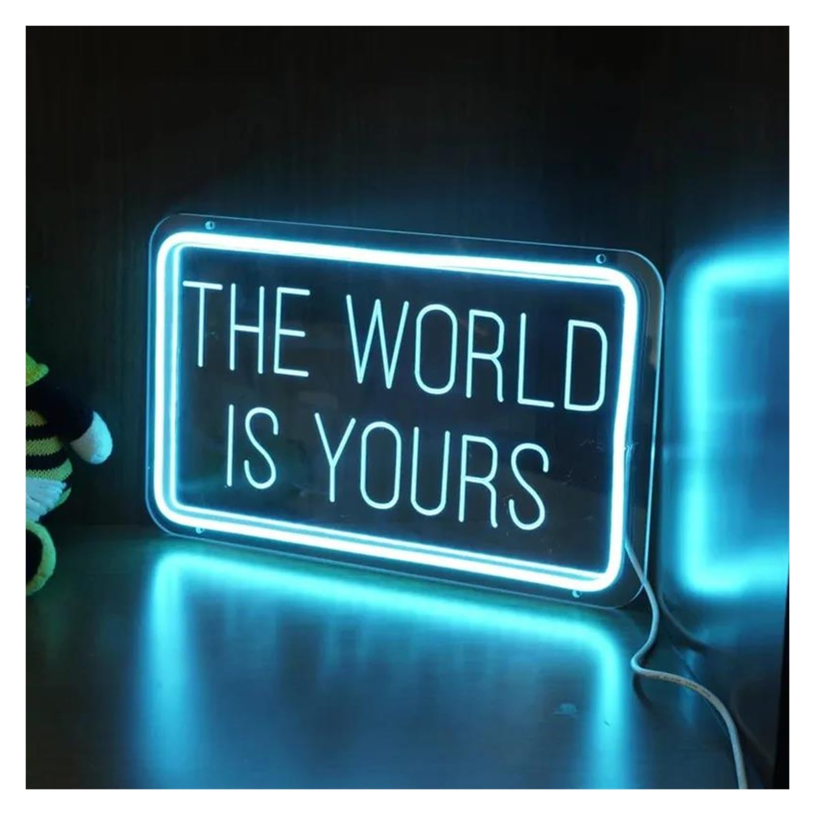 XENITE Luces Art Decoration Christmas Letrero De Neón THE WORLD IS YOURS LED Con Alimentación USB, Lámpara De Grabado, Decoración De Pared Para Fiestas En Casa, 40cm