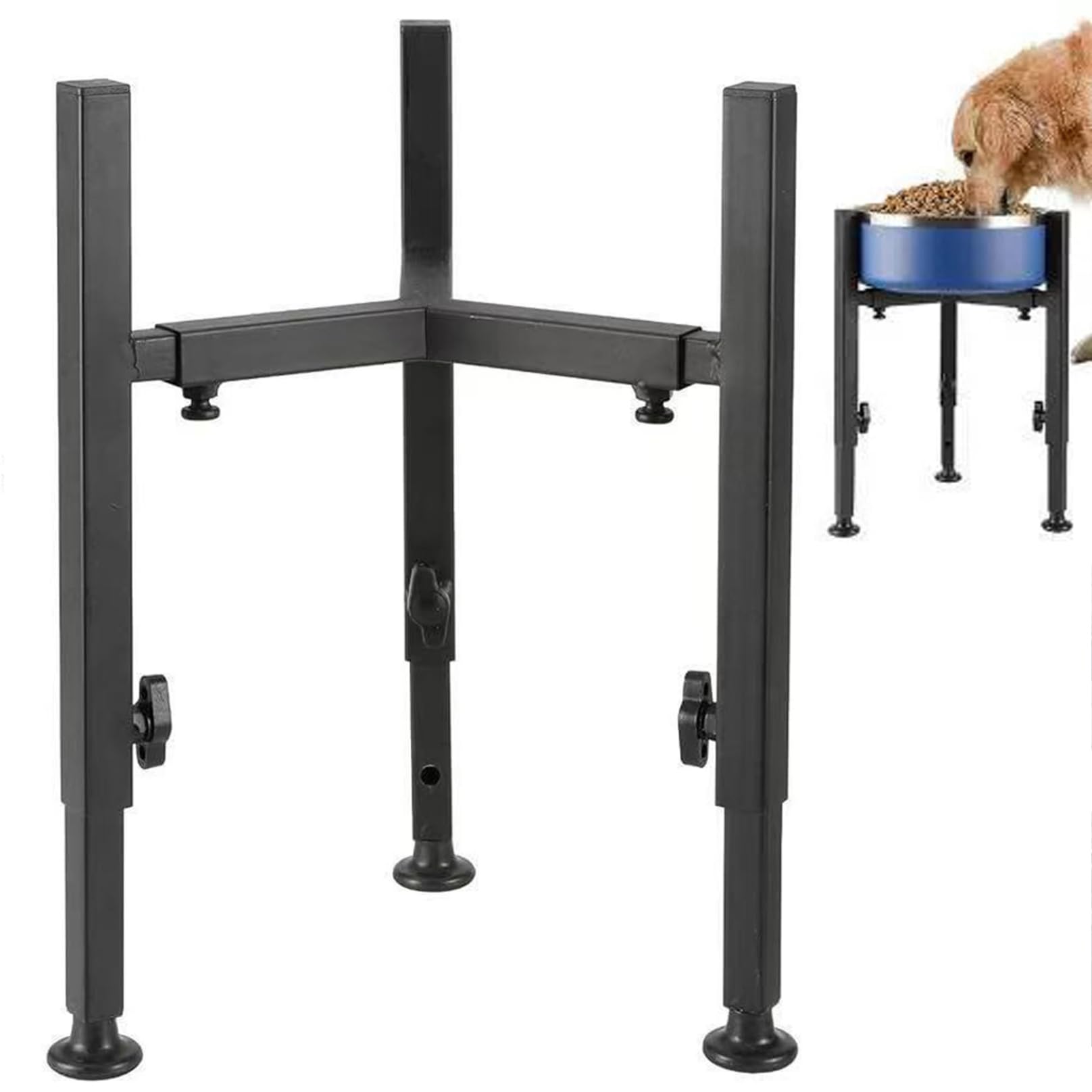 Mangeoire surélevée design noir avec support de gamelle réglable