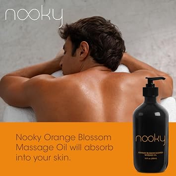Nooky Orange Blossom Massage Oil. with Jojoba and Essential Oils. for Massaging 16 Ounce.