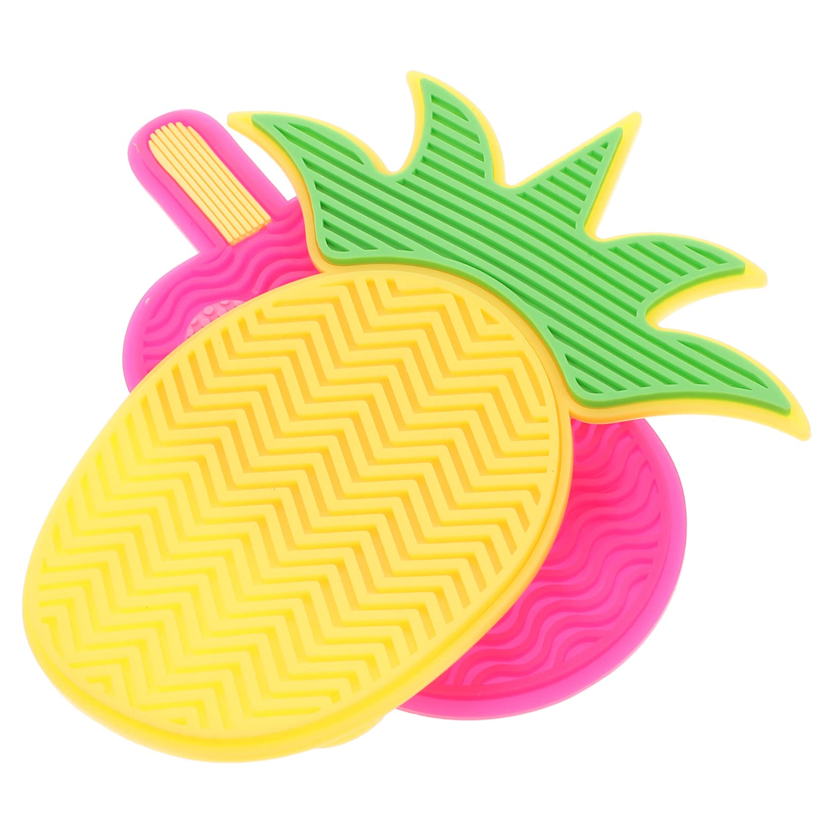Baluue Pineapple Makeup Cleaner Mat 2pcs Silicone Brush Scrubber for Makeup Supplies Easy to Clean