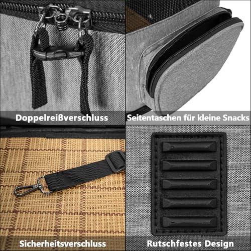 OUUTMEE Haustier-Rucksack für kleine Hunde Hundetragetasche erweiterbares faltbares Netzfenster Geeignet für Kurze Reisen Tragfähigkeit 10 kg Grau