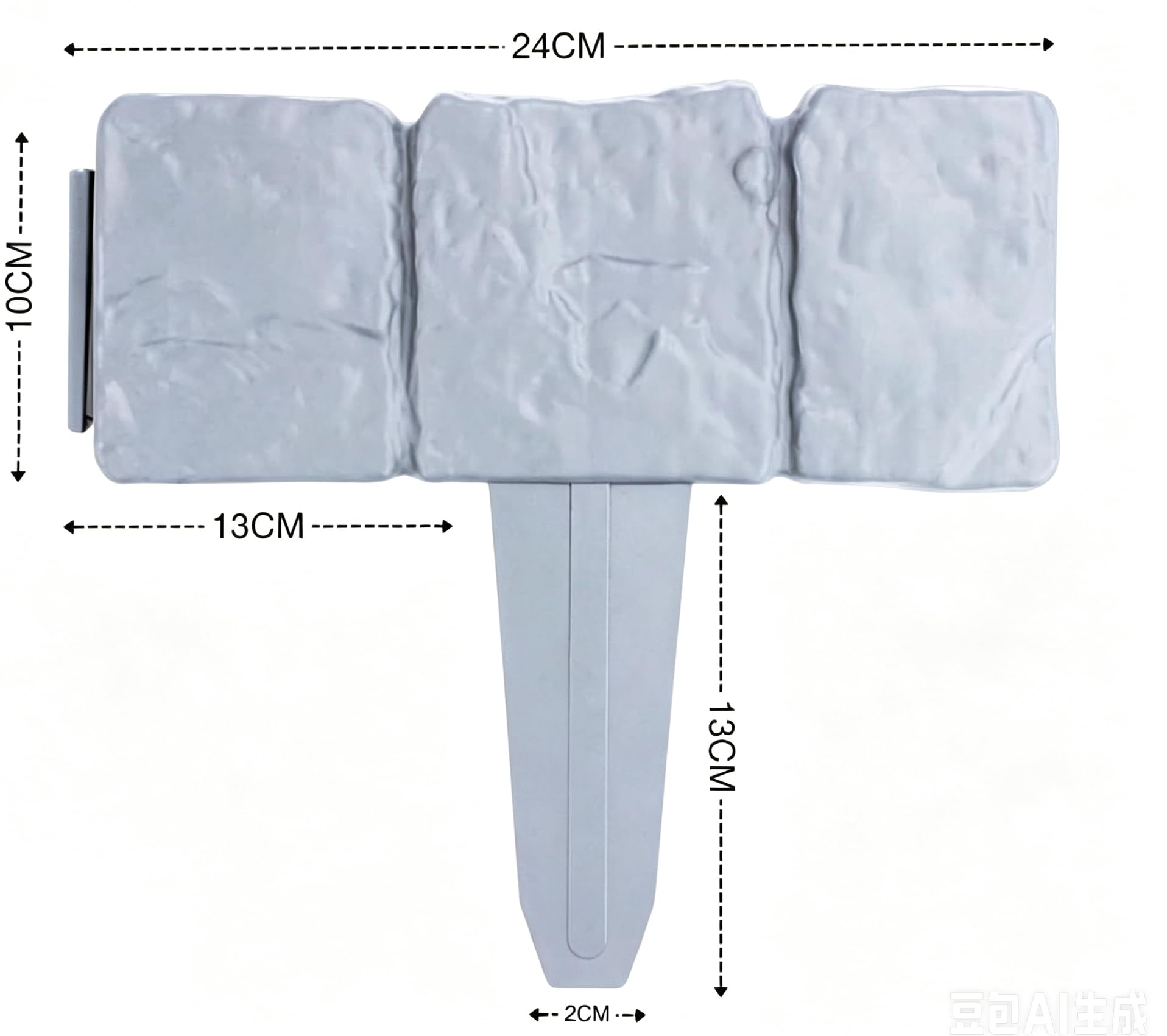 Recinzione da giardino in finta pietra, senza scavare paesaggio, bordo in finta pietra, bordo in plastica, per paesaggistica, aiuole, cortili, decorativi (20, grigio)