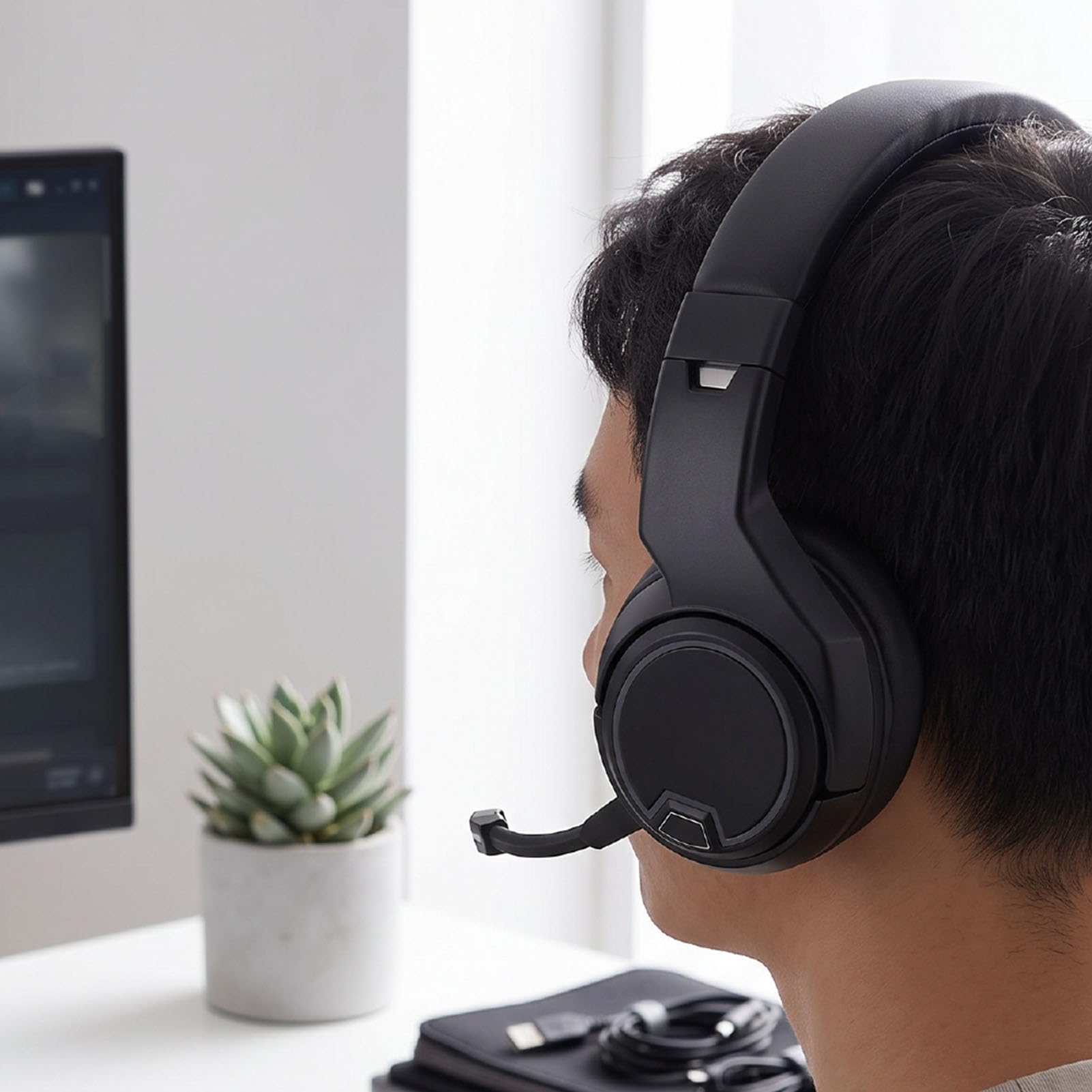 Bewinner Kabelloses Gaming-Headset, 2,4 G Bluetooth, 20 Ms, 50 Mm, RGB,