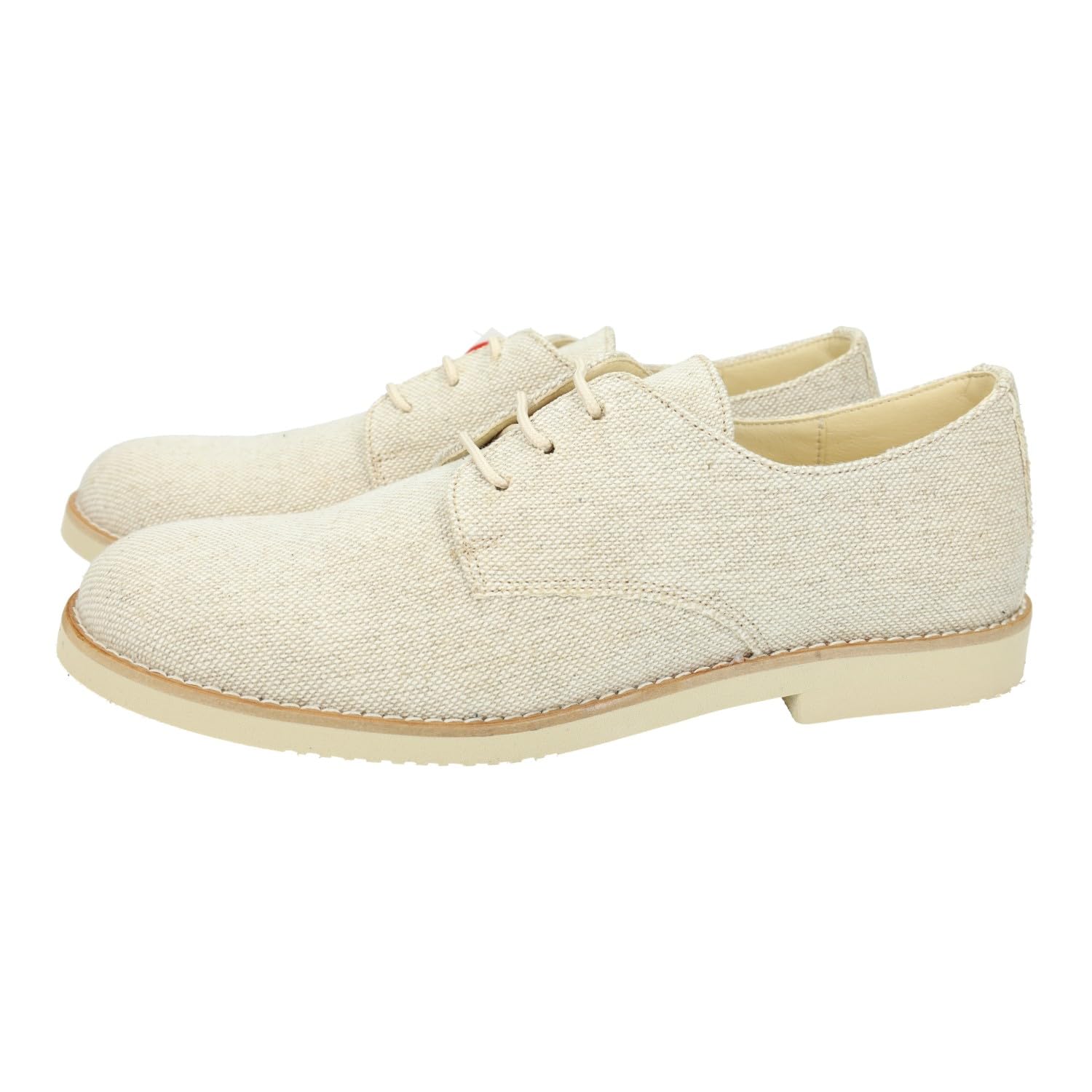 YOWAS 20344 Esparteñas de niño para comunion, en Color Lino, Plantilla de Piel y Cordones para Ajustar, Hechas en España NIÑO Zapato COMUNIÓN