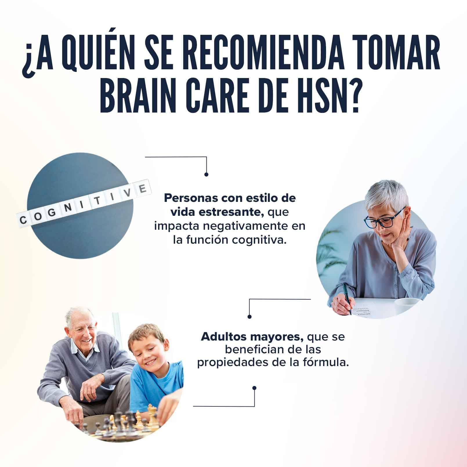 HSN Brain Care | 60 Cápsulas Vegetales | Nootrópico natural para mantener unas buenas funciones cognitivas y bienestar mental | No-GMO, Vegano, Sin Gluten
