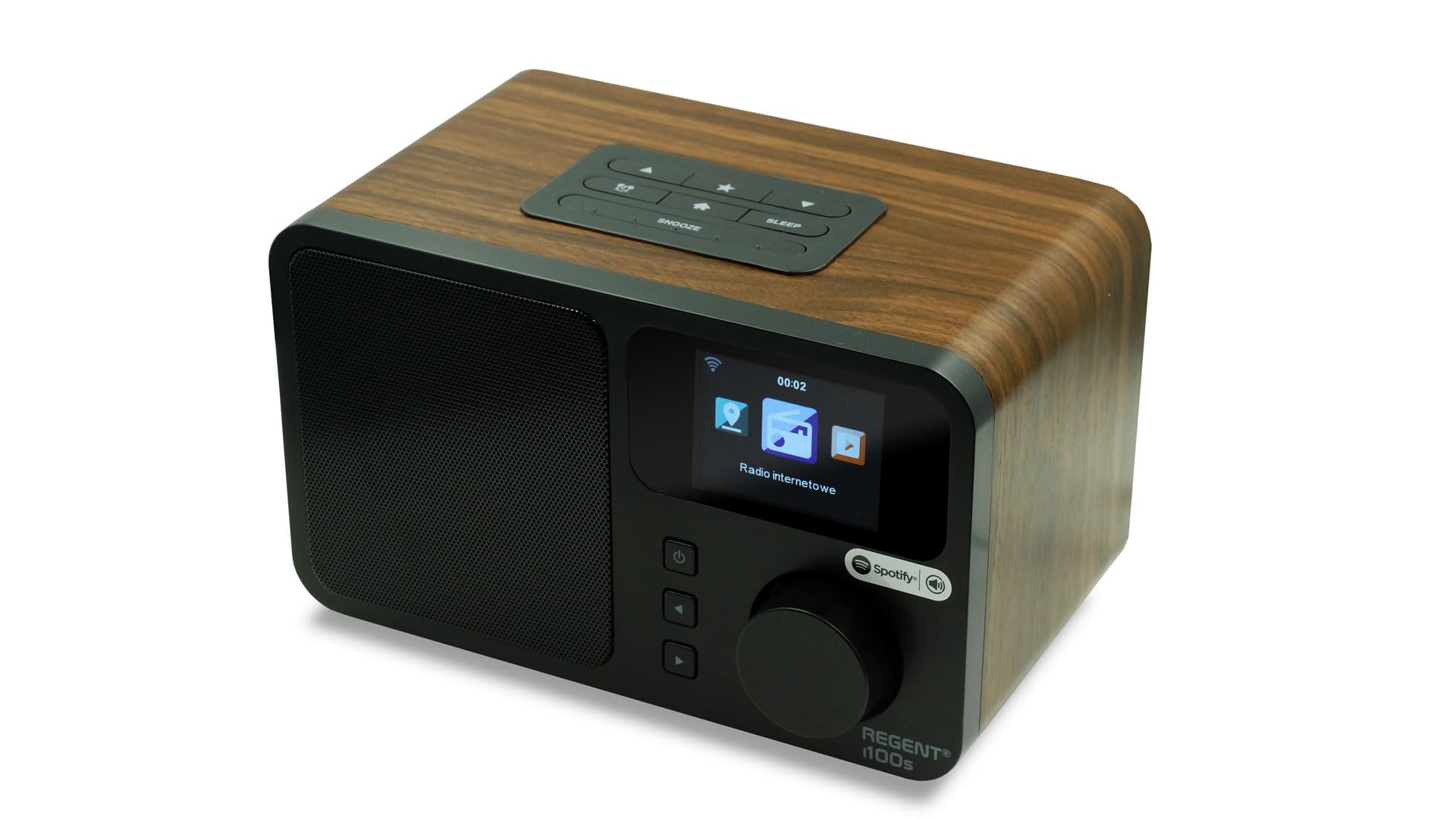 REGENT i100s Radio Internet z SPOTIFY Connect Wi-Fi Radio Cyfrowe Kuchenne z Bluetooth Budzik Snooze Timer Wyświetlacz LCD Kolorowy Drewno