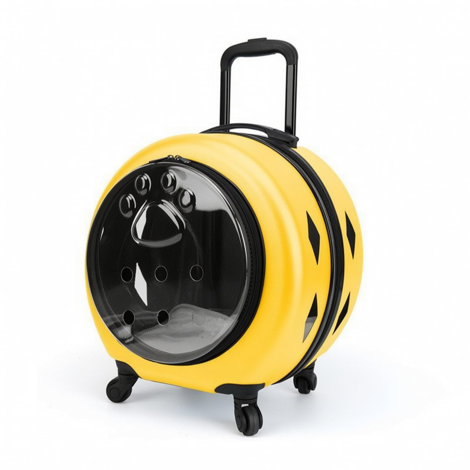 Transportín con Ruedas Rígido Transportín con Frontal Transparente Ventilado Bolsa Transporte para s, Perros Pequeños, Viajes, Veterinario, Amarillo, 1922-Amarillo