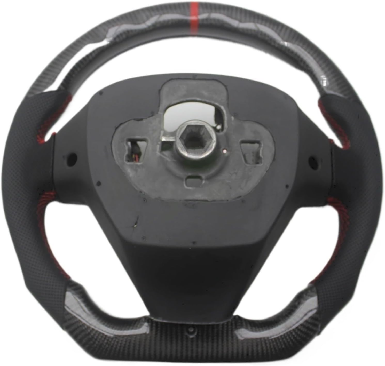 Replacement For Ford Fiesta MK6 2009-2017 Ecosport Leather Carbon Fiber Steering Wheel 2017-2019 Car Accessories(No Button)