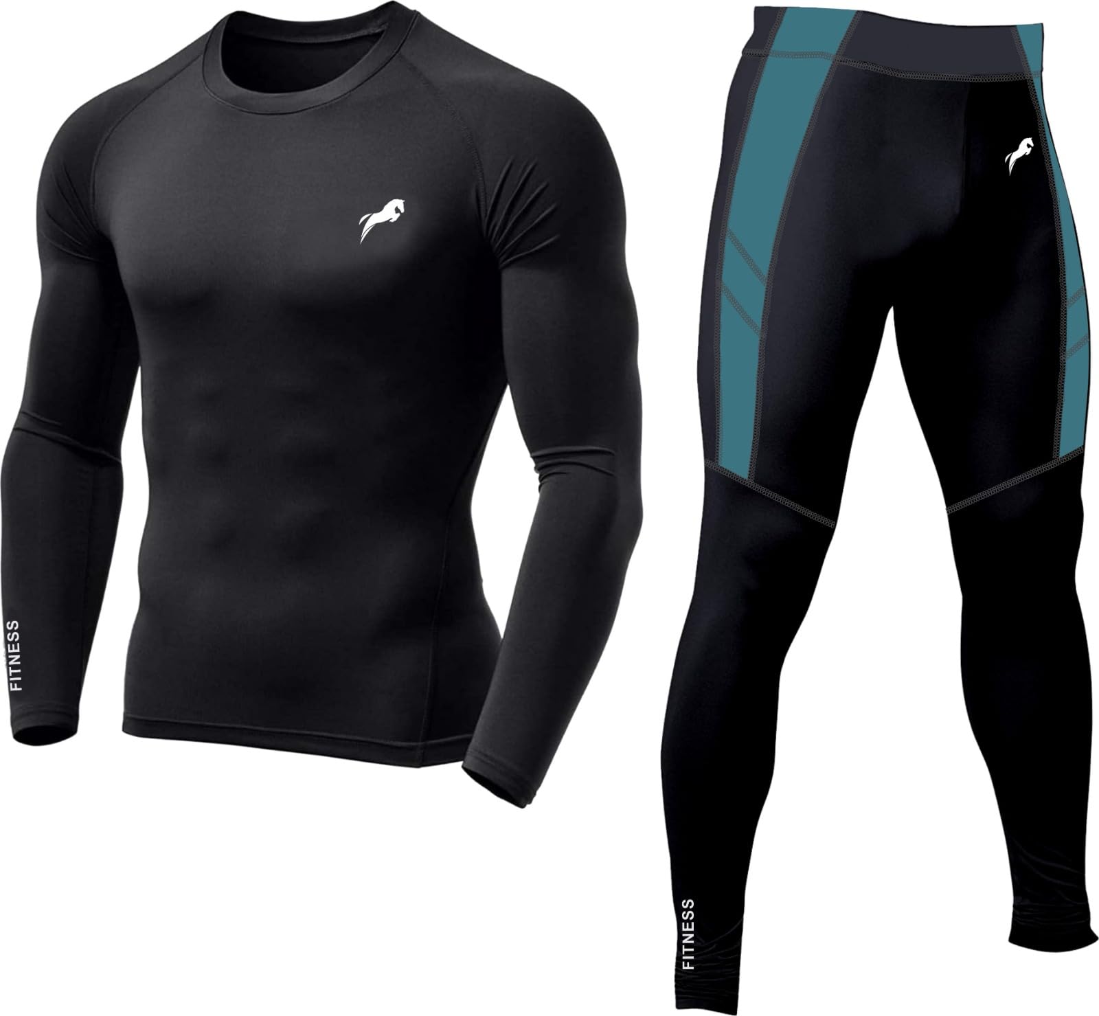 JUST RIDER Men's Sports Running Set Compression Shirts + Pants Skin-Tight Long Sleeves Quick Dry Fitness Tracksuit Gym Yoga Suits (Set of 2)-image-11