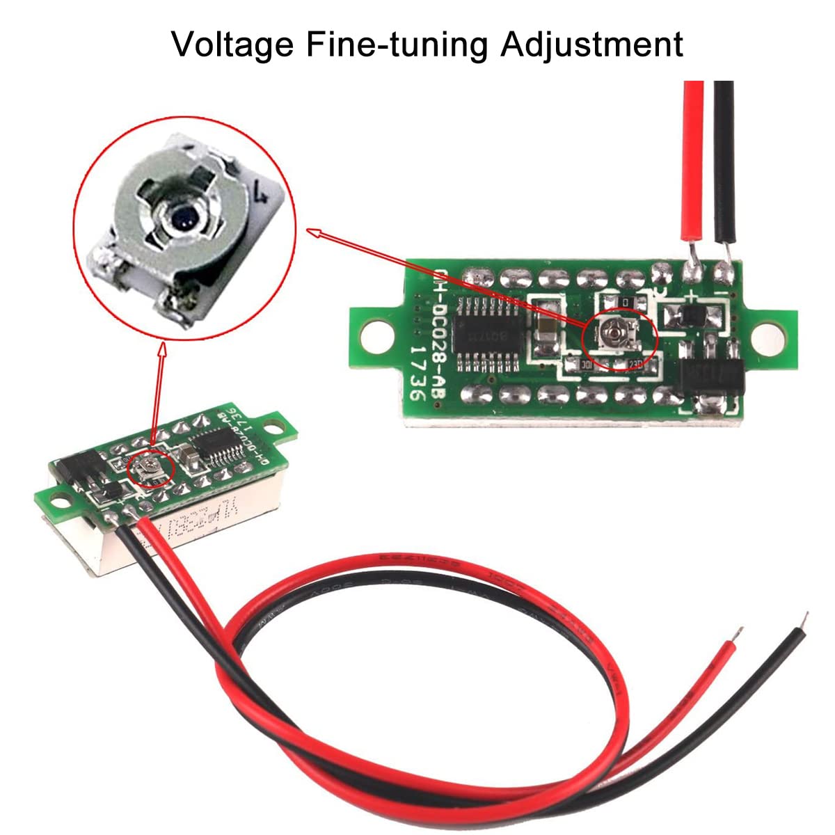 Greluma 5 Pezzi Mini voltmetro DC digitale da 0,28", misuratore di tensione del voltmetro DC a due fili da 2,5 V-30 V - 5 colori