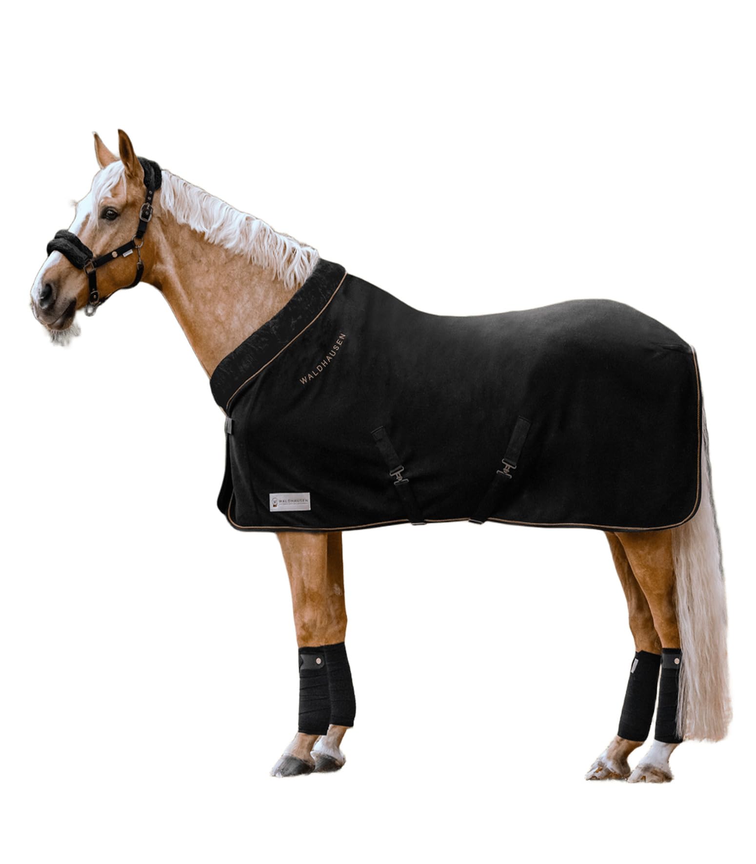 WALDHAUSEN Fleecedecke modern rosé, schwarz/Gold, 135cm
