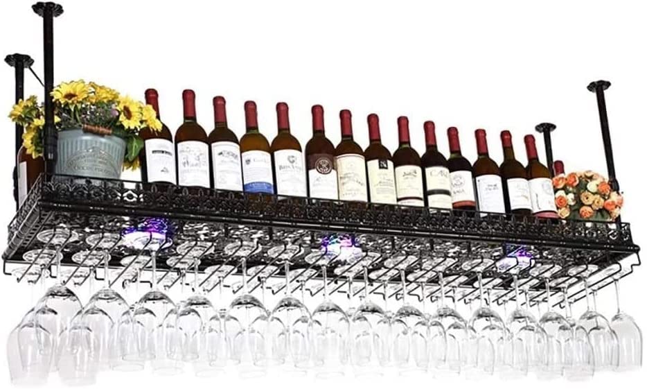 Support mural pour bouteilles de vin et casier de plafond suspendu en métal