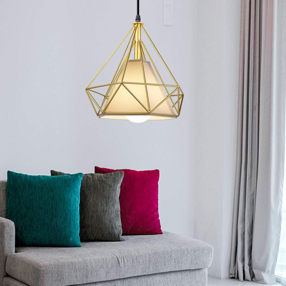 Lampada a Sospensione a Forma di Diamante Lampadario E27 16CM Lampada