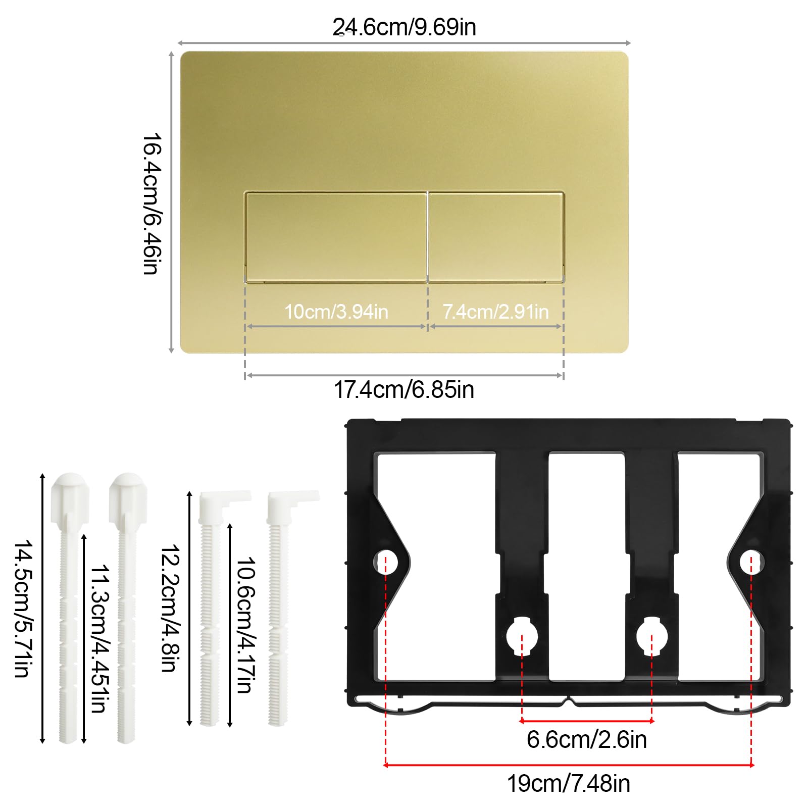 Placa de descarga WC de doble descarga, placa de accionamiento compatible con GEBERIT SIGMA01 UP300/320, placa de repuesto 115.770.11.5, oro