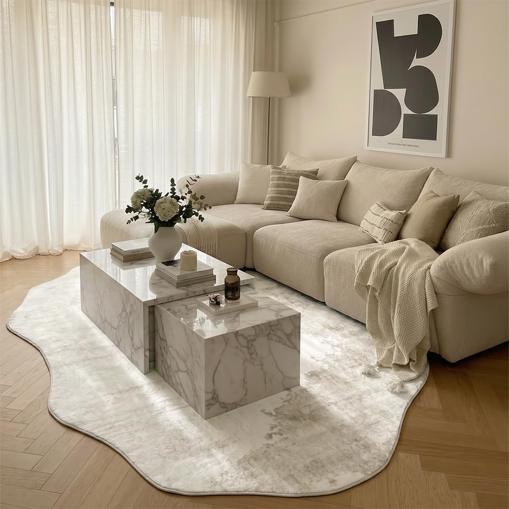 Mazovia Tapis Salon 120x160cm Beige Abstrait Design Antidérapant Décoratif