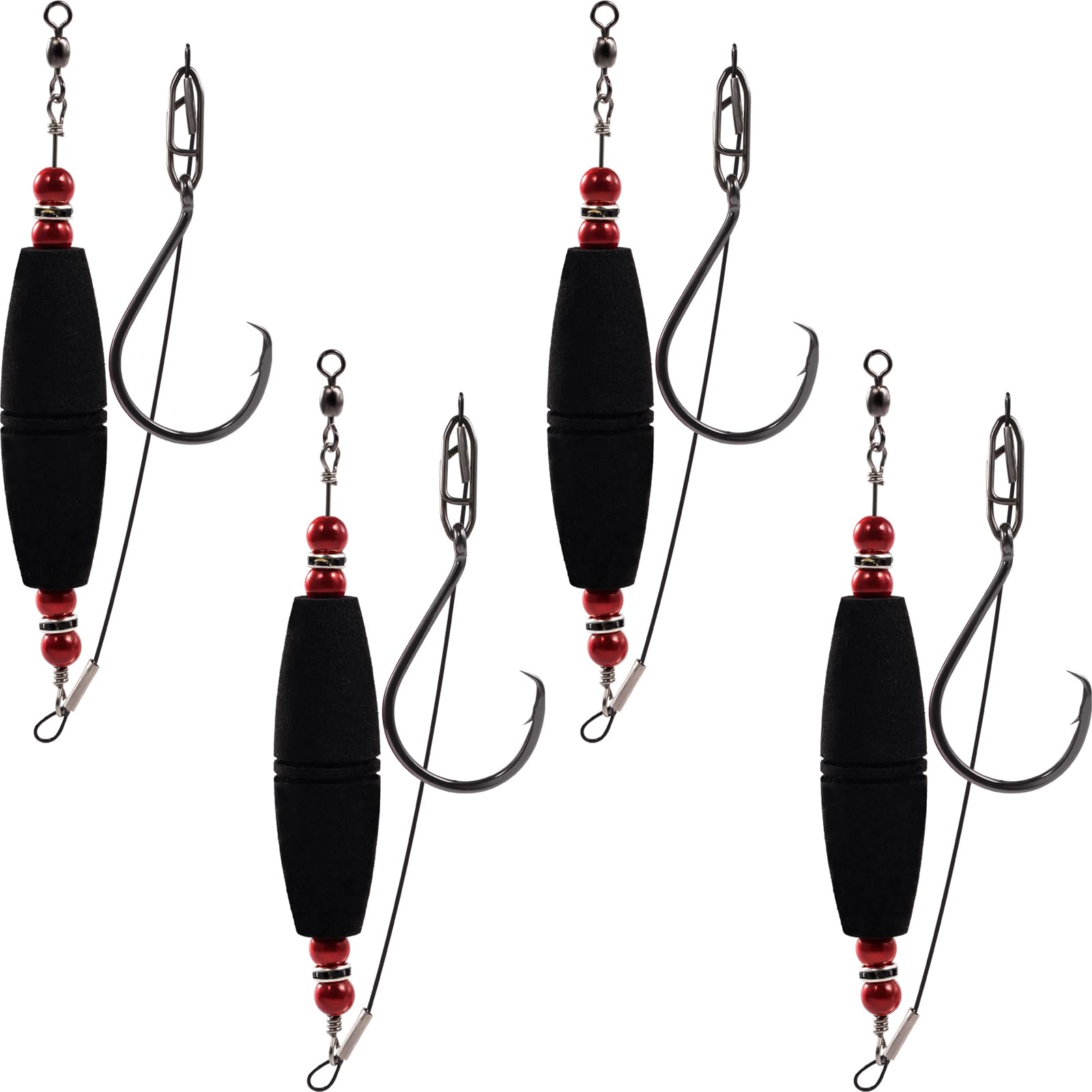 'BUBBLE FISHING Catfish Float Rigs Fishing Bobbers Popping Corks Catfishing Equipment Tackle Combo EVA Peg High Buoyancy Body Circle Hooks Weight (Pack of 4, 2.5''/3'' Float)'