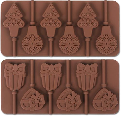 Miniatura 6 de Molde de silicona para paletas de 6 cavidades, molde de caramelo, molde de caramelo de Navidad, redondo típico, estrellas y corazones, lazos,