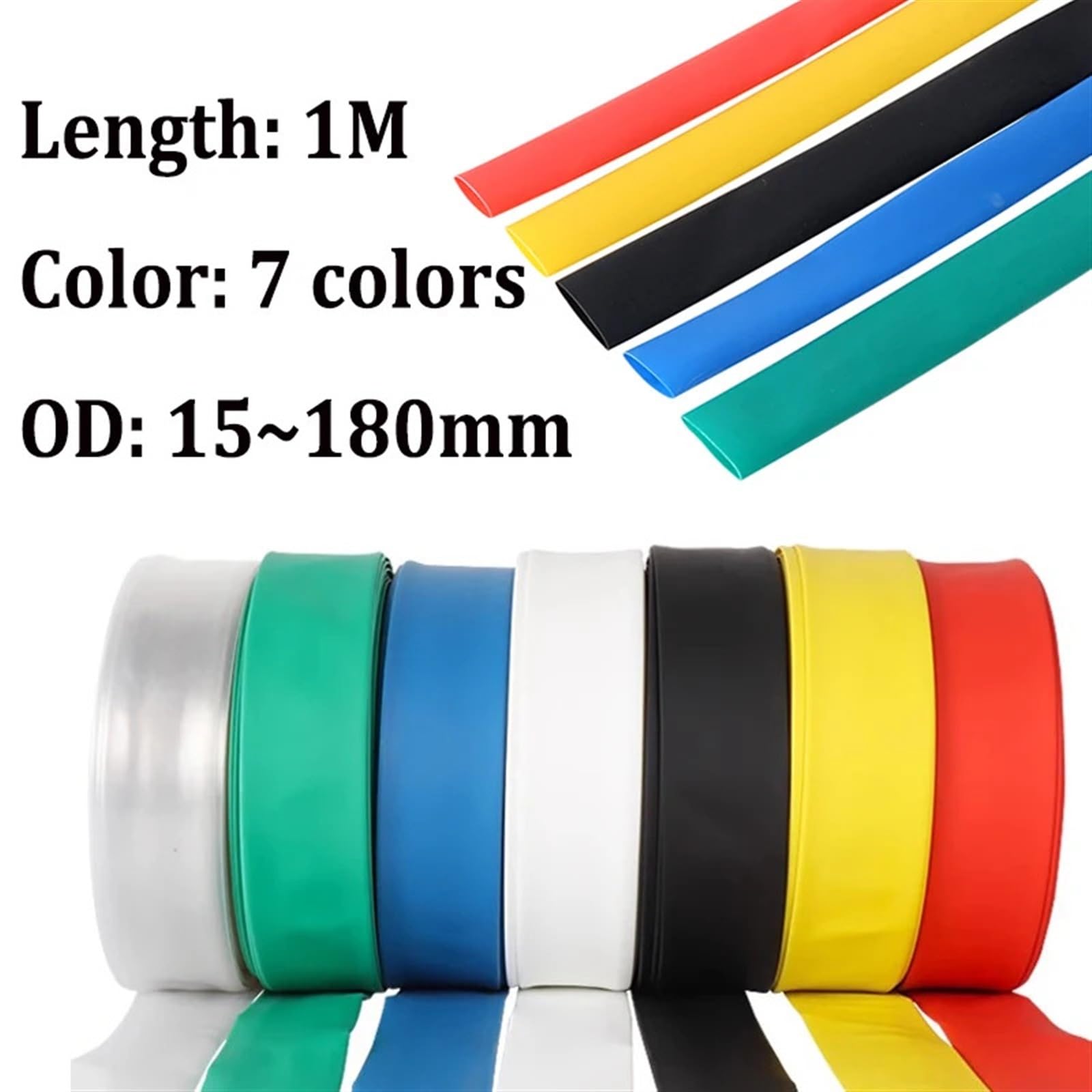 1M 2:1 7 couleurs 15mm 20mm 30mm 35mm 40mm 60mm 80mm 150mm 180mmTube thermorétractable Tube thermorétractable Fil Dropshipping Convient Aux Cannes à Pêche Et Aux équipements Spo(180mm,Transparent)