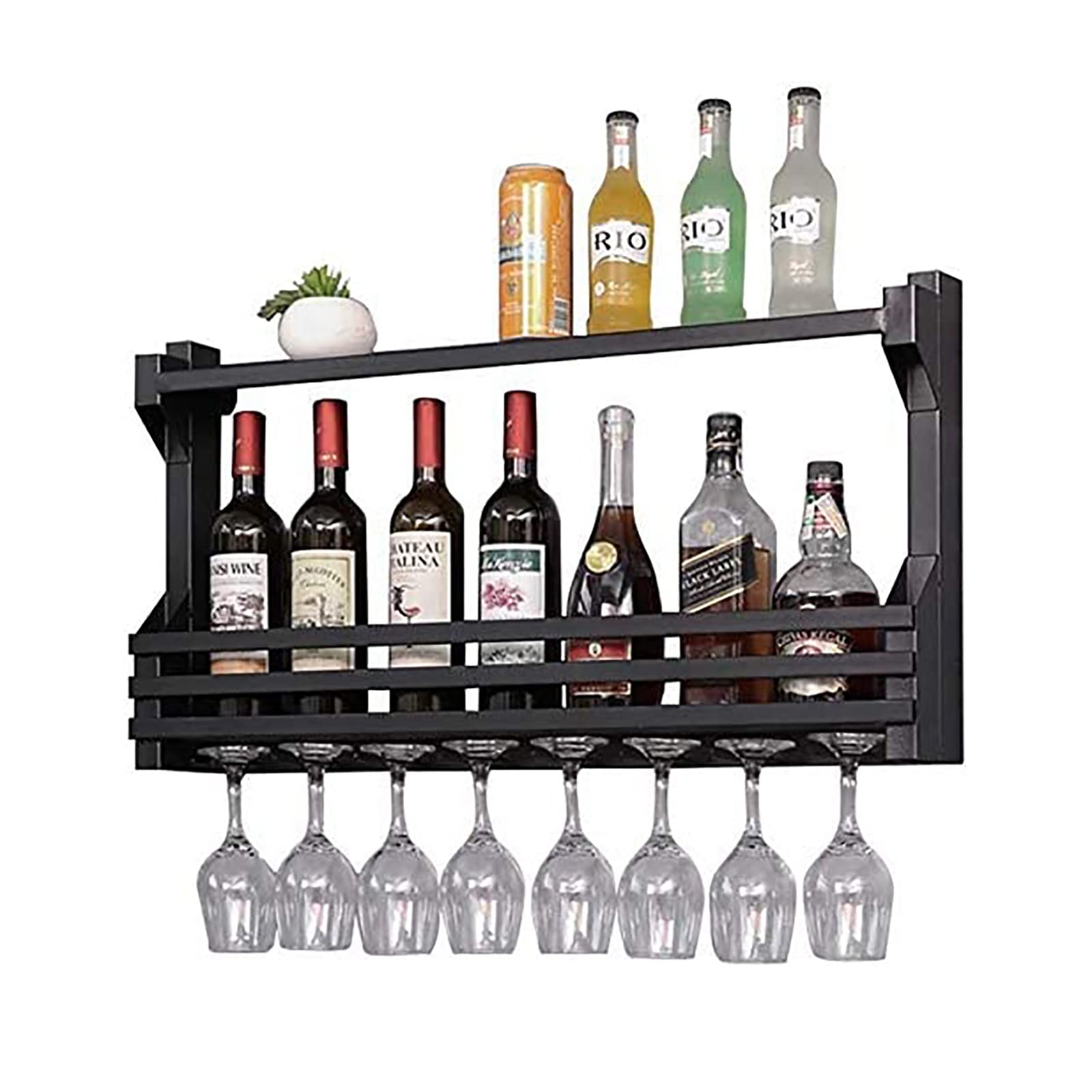 Porte-bouteilles mural en métal pour aménager un coin bar bistrot dans la cuisine